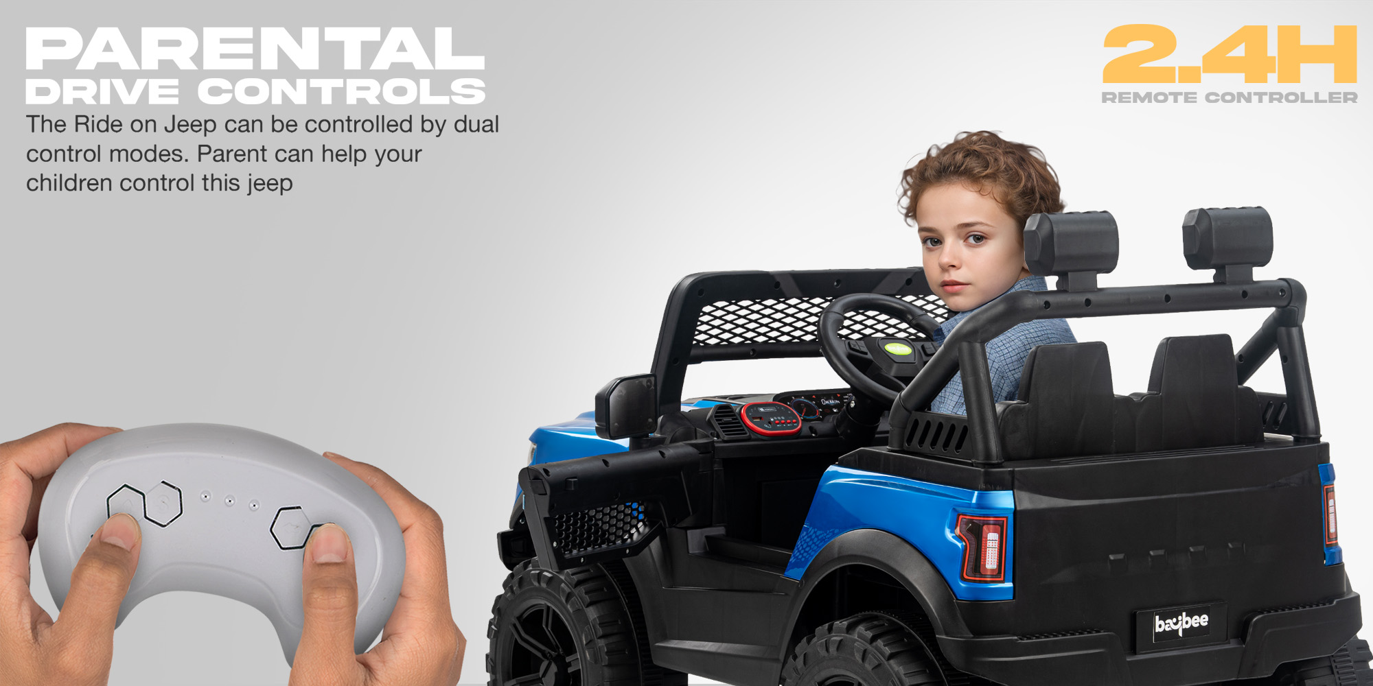 Bronco Battery Operated Jeep for Kids Rechargeable Battery Car for Kids with Music Led Light Ride On Kids Car Jeep Racing Baby Car Electric Car for Kids Children 2 to 7 Years Boy Girl Blue