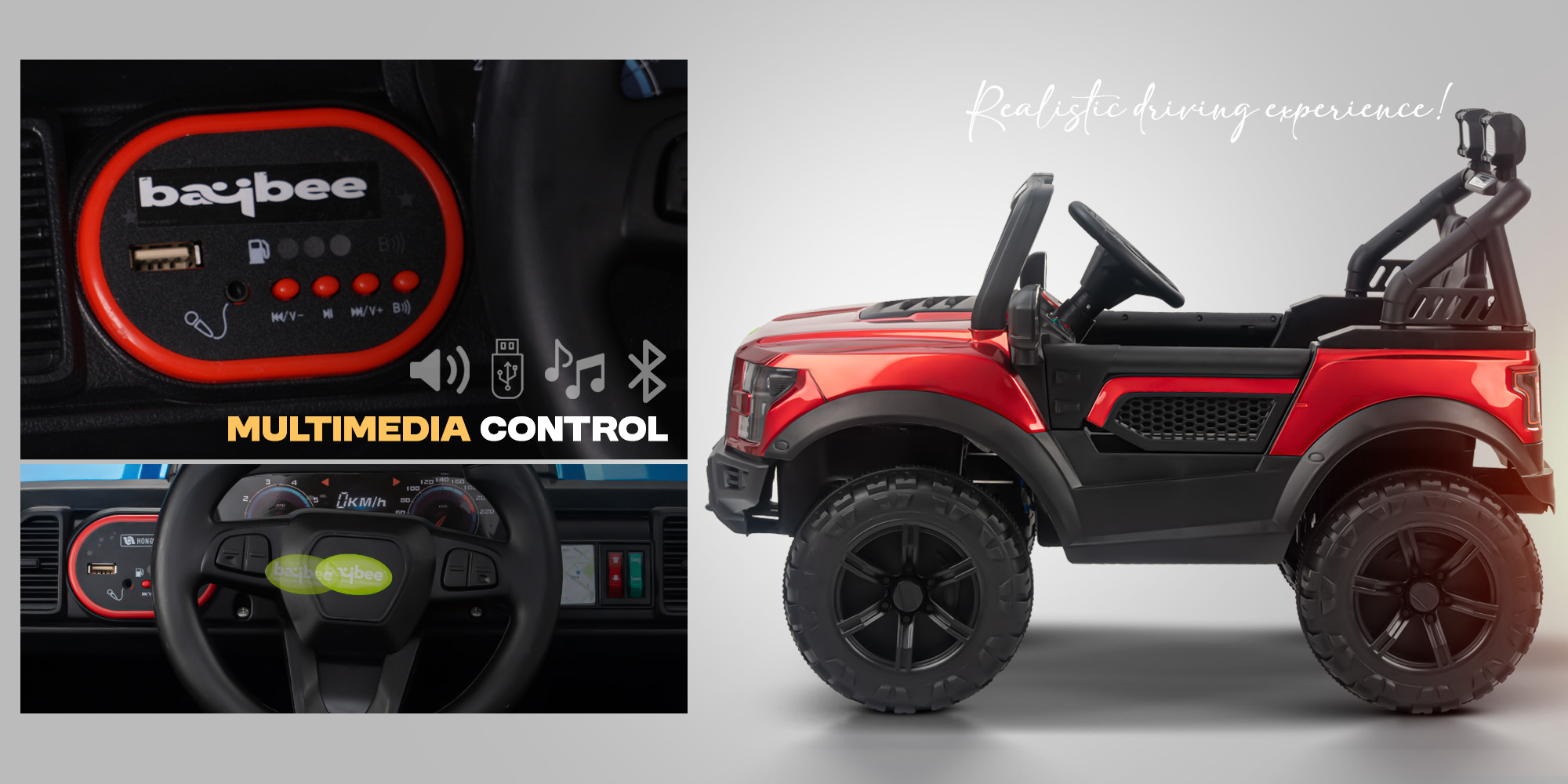 Bronco Battery Operated Jeep for Kids Rechargeable Battery Car for Kids with Music Led Light Ride On Kids Car Jeep Racing Baby Car Electric Car for Kids Children 2 to 7 Years Boy Girl Blue