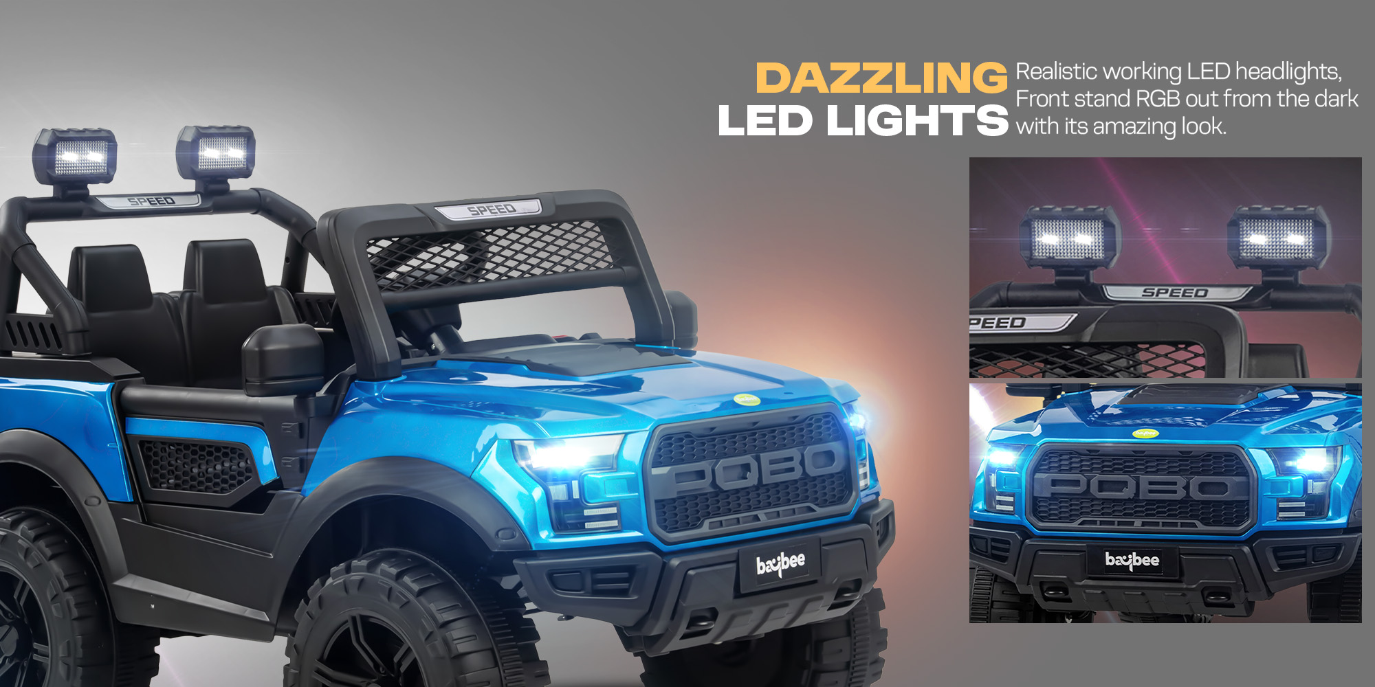 Bronco Battery Operated Jeep for Kids Rechargeable Battery Car for Kids with Music Led Light Ride On Kids Car Jeep Racing Baby Car Electric Car for Kids Children 2 to 7 Years Boy Girl Blue