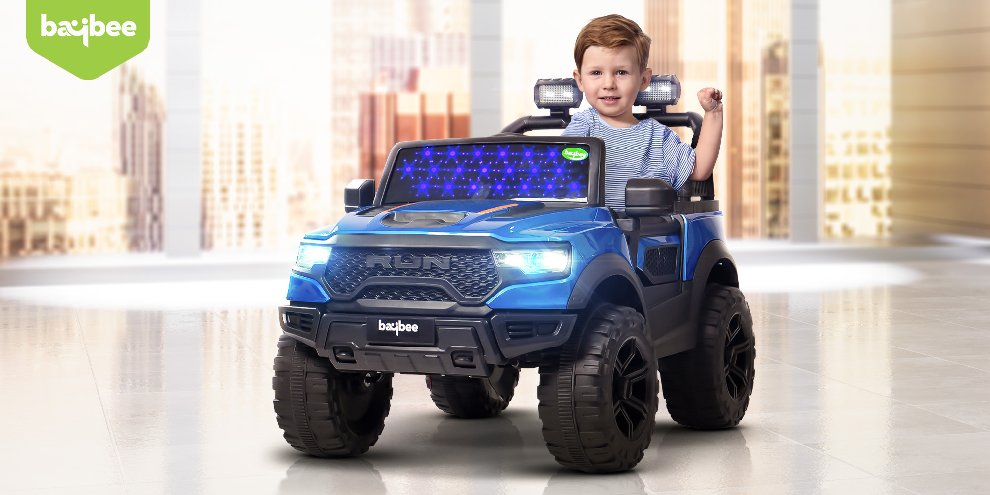 Run Battery Operated Jeep for Kids Rechargeable Battery Car for Kids with Music Led Light Ride On Kids Car Jeep Racing Baby Car Electric Car for Kids Children 2 to 7 Years Boy Girl Red