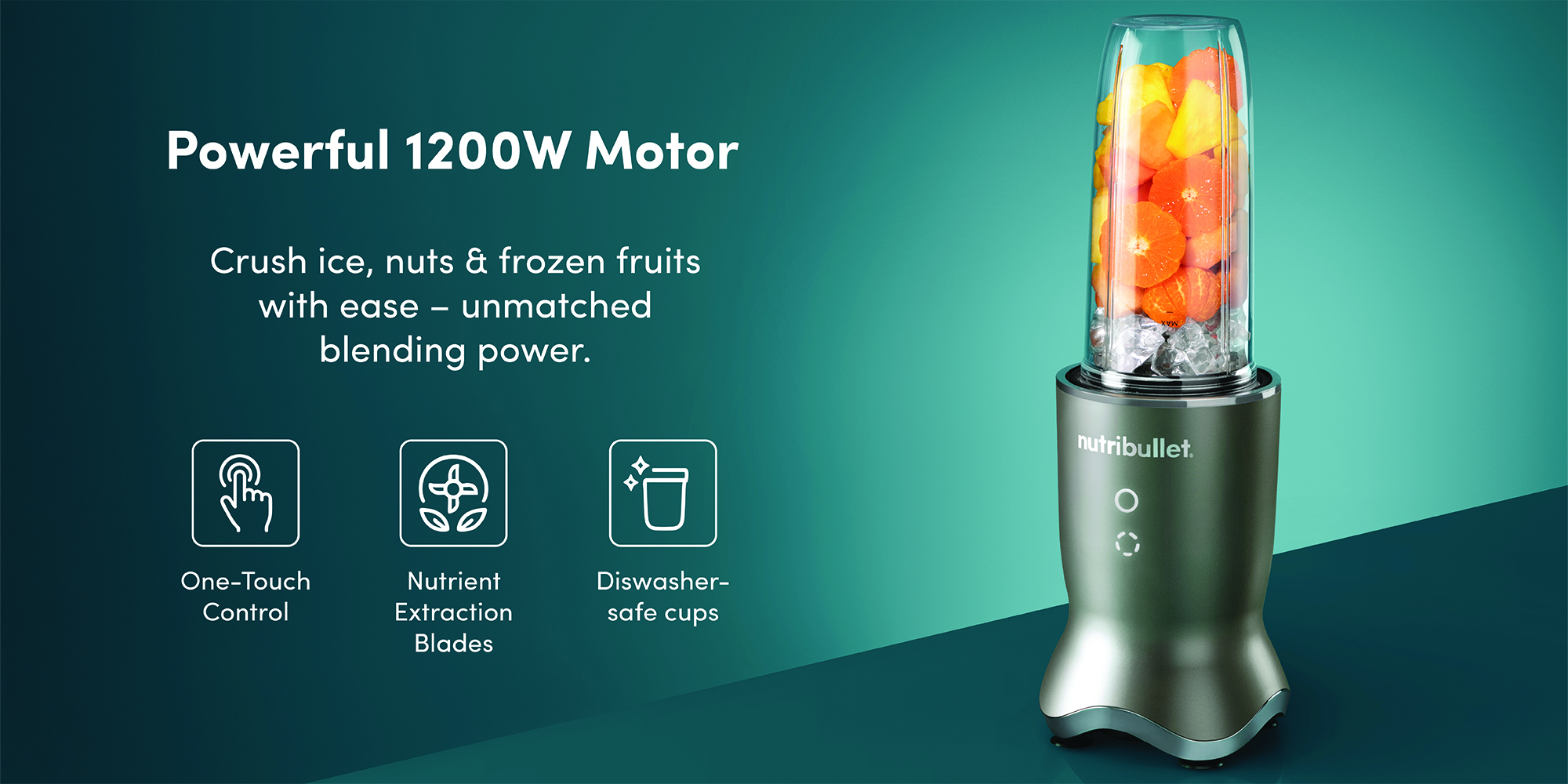 Ultra 1200W High-Speed Blender, Multi-Functional, Quiet Motor, Tritan™ Renew Cups, Rapid Extractor Blades, BPA-Free, Shatter-Resistant, Glow Interface, NBU-500SS, SS , 1-Year Warranty 900 ml 1200 W NB-500 Stainless Steel