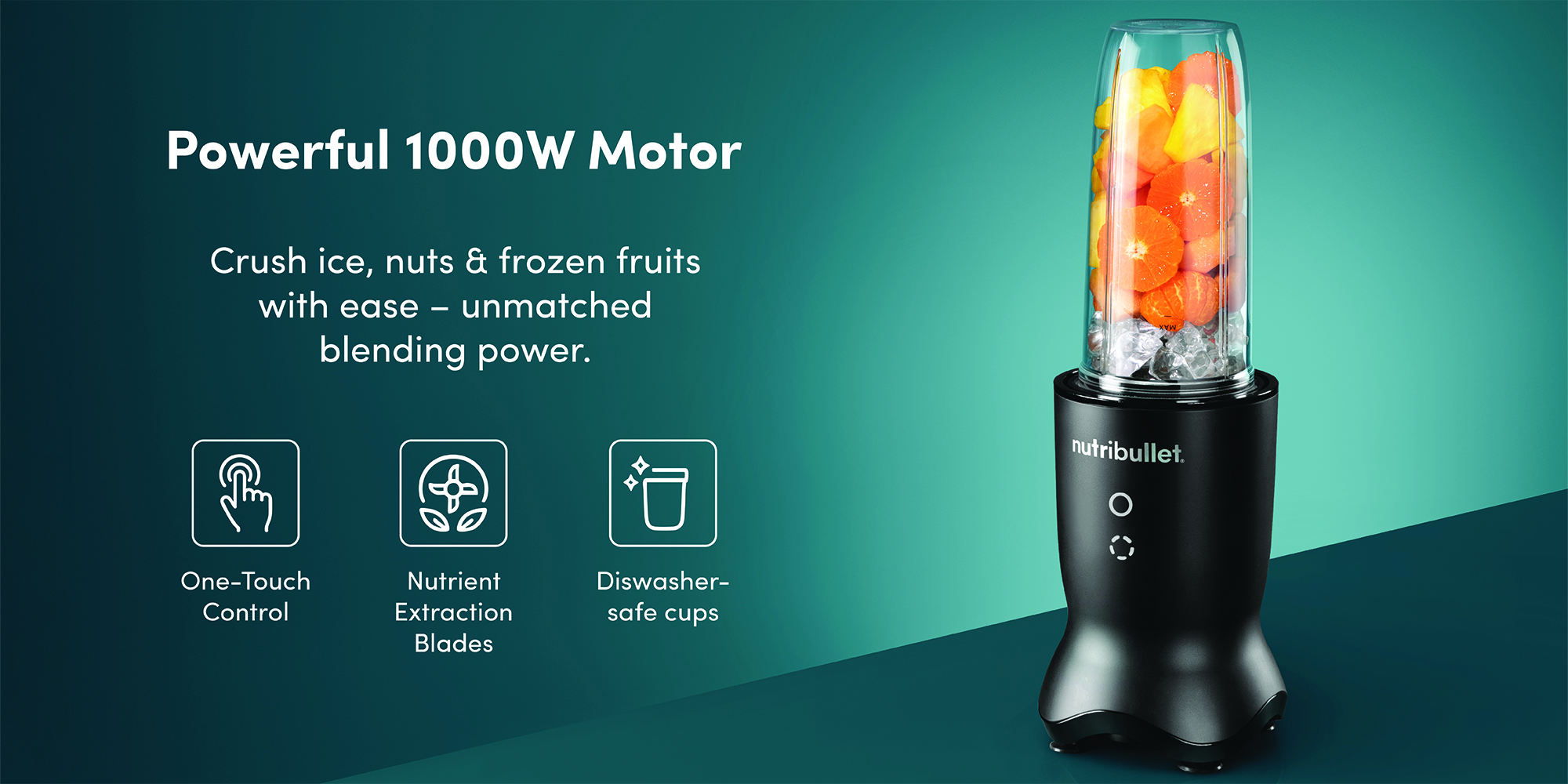 Ultra 1000W High-Speed Blender, Multi-Functional, Quiet Motor, Tritan™ Renew Cups, Rapid Extractor Blades, BPA-Free, Shatter-Resistant, Glow Interface, NBU-500AK, 1-Year Warranty 700 ml 1000 W NB-500 Black