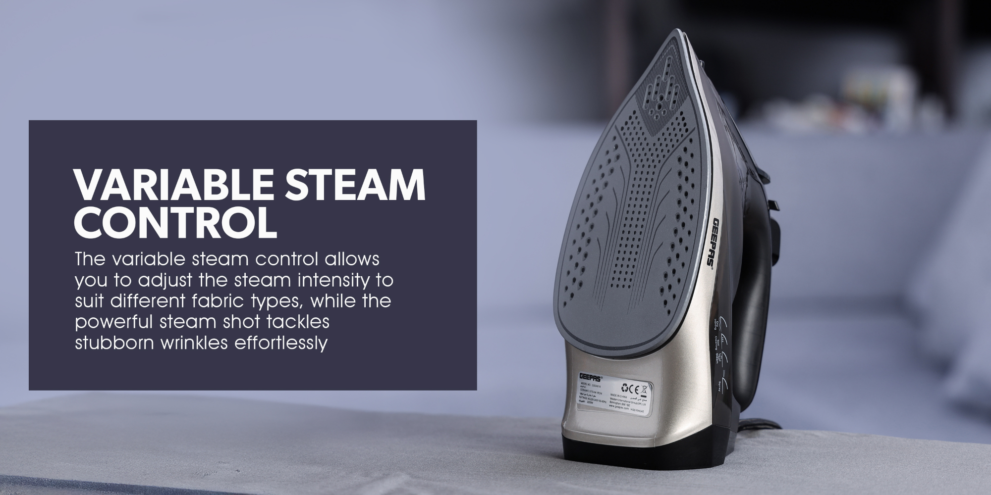 Ceramic Steam Iron | Dry and Spray Functions, Press Box with Self-Cleaning Function | Compact and Handy Design with Powerful Shots | Suitable for All Kinds of Fabric | 2 Years Warranty 200 ml 2200 W GSI24016 Black