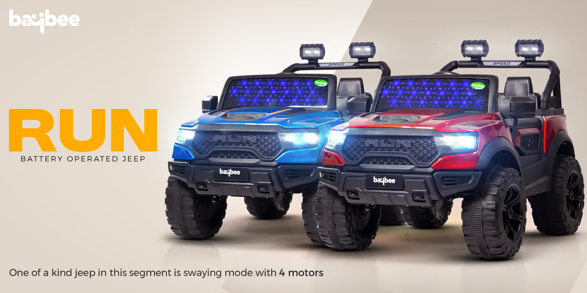 Run Battery Operated Jeep for Kids Rechargeable Battery Car for Kids with Music Led Light Ride On Kids Car Jeep Racing Baby Car Electric Car for Kids Children 2 to 7 Years Boy Girl Blue