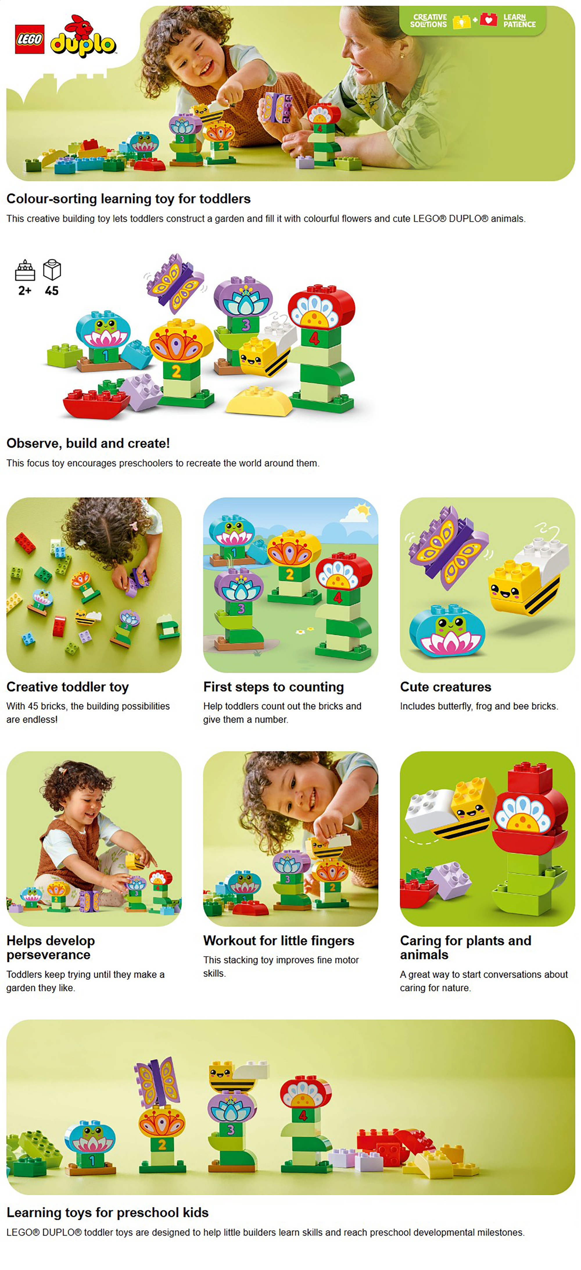 DUPLO Creative Garden & Flowers Stacking Toys Set 10444 (Age 2+, 45 Pieces)