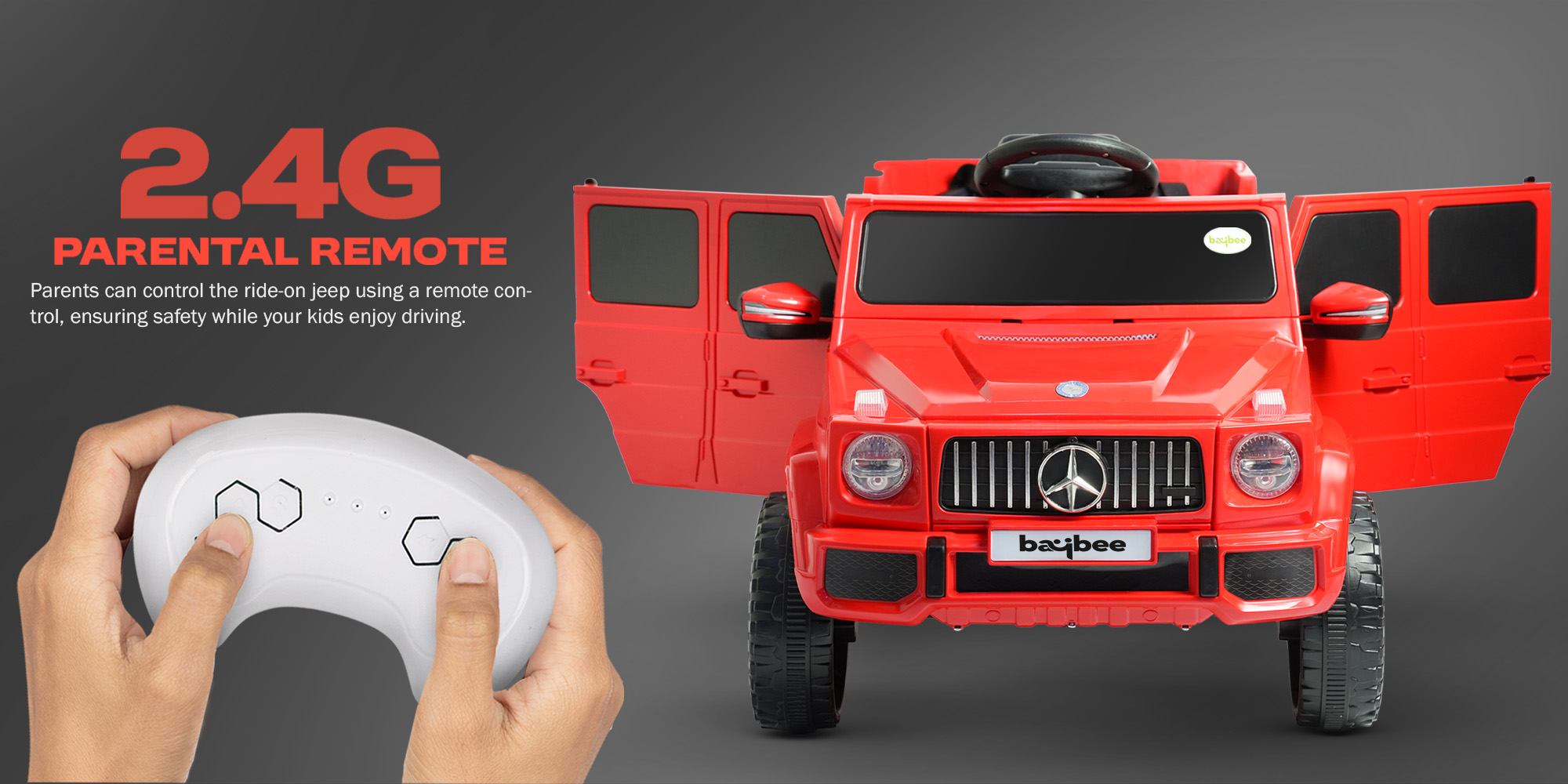 Battery Operated Jeep for Kids Rechargeable Battery Car for Kids with Music, Led Light & Remote Control Ride On Kids Car Jeep Racing Baby Car Electric Car for Kids Children 2 to 6 Years Boy Girl Red