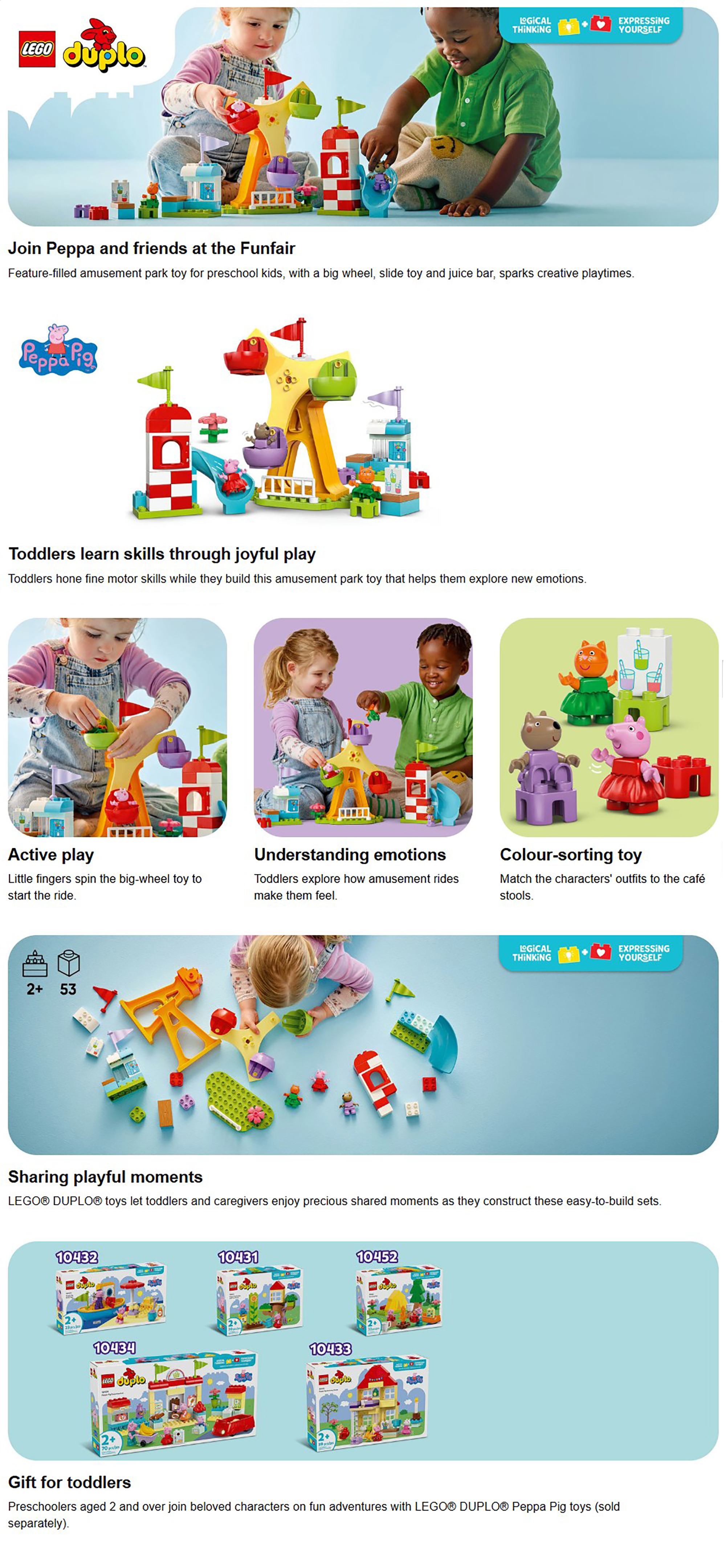 DUPLO Peppa Pig Funfair Toddler Learning Toy 10453 (Age 2+, 53 Pieces)