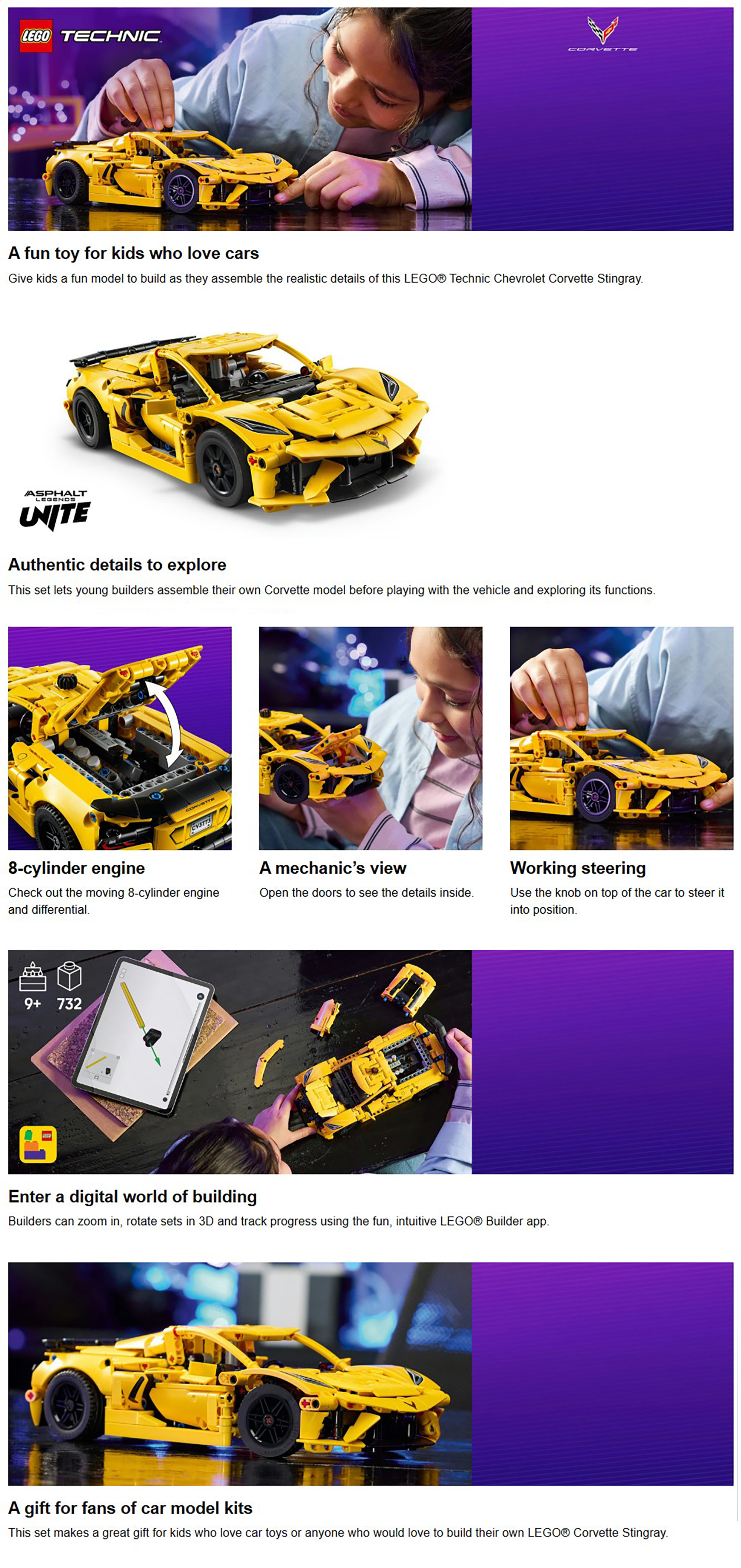 Technic Chevrolet Corvette Stingray 42205 (732) Pieces