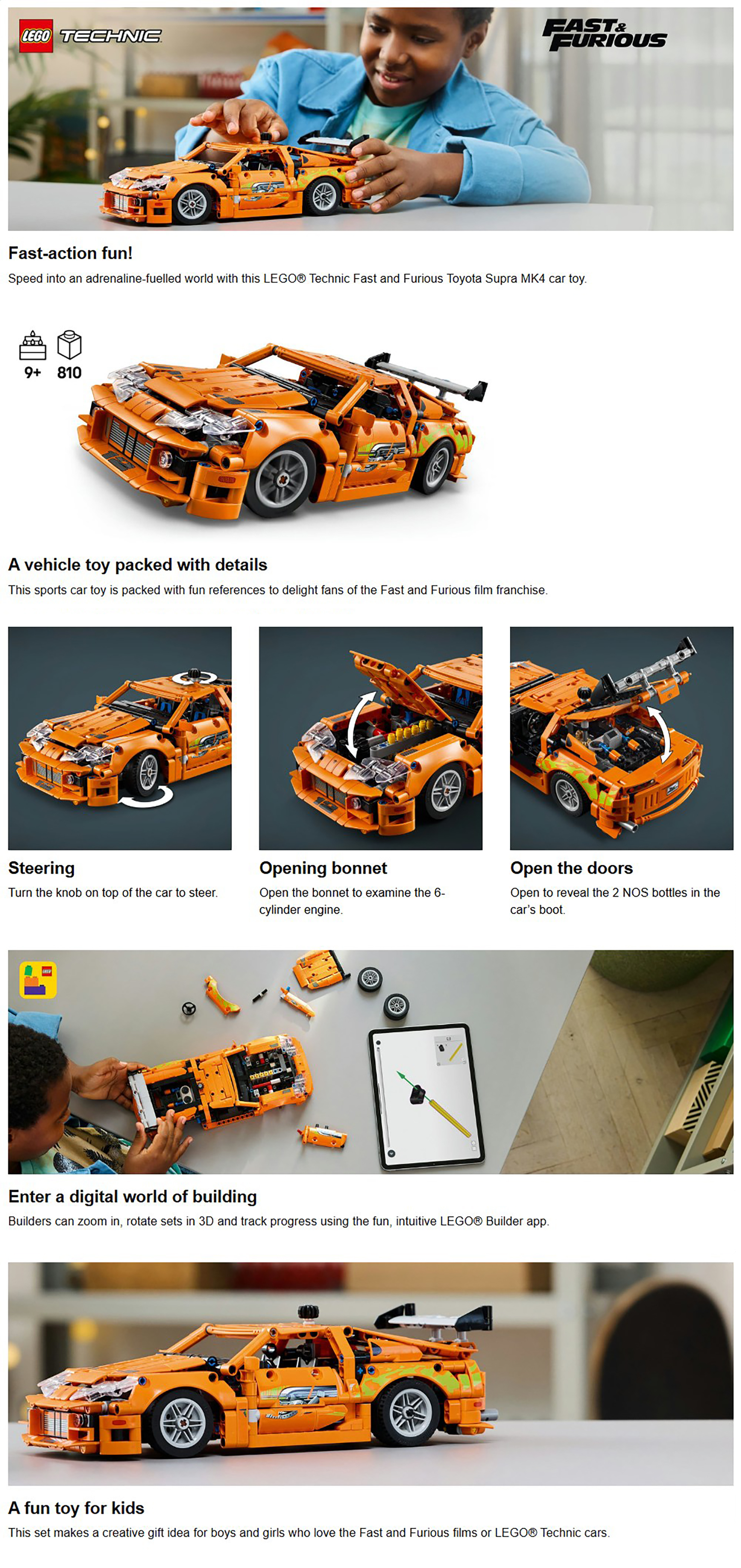 Technic Fast And Furious Toyota Supra Mk4 42204 (810) Pieces