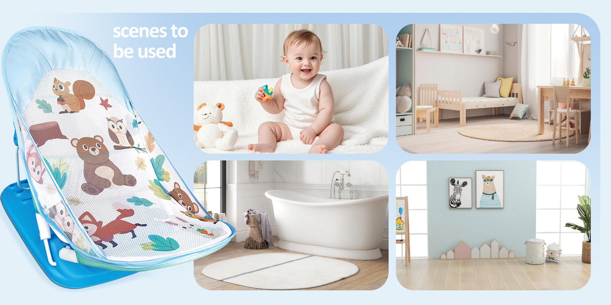 Portable Baby Shower Foldable Baby Bath Seat Chair Anti Slip Baby Bather for Babies 0-12 Months Baby Bathing Chair with 3 Position Adjustable and Washable Soft Mesh Seat