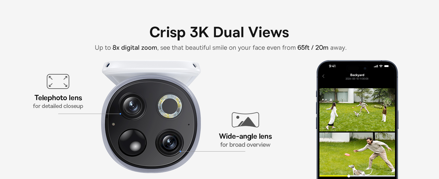 S1 Pro Outdoor Wireless Security Camera with Solar Panel & Auto Tilt, 3K Ultra HD, 145° Wide View, IP67 Waterproof, Color Night Vision, 16GB Storage, Supports Up to 16TB, Motion Detection, 2-Way Audio, 2-Camera Kit for Home & Outdoor Surveillance