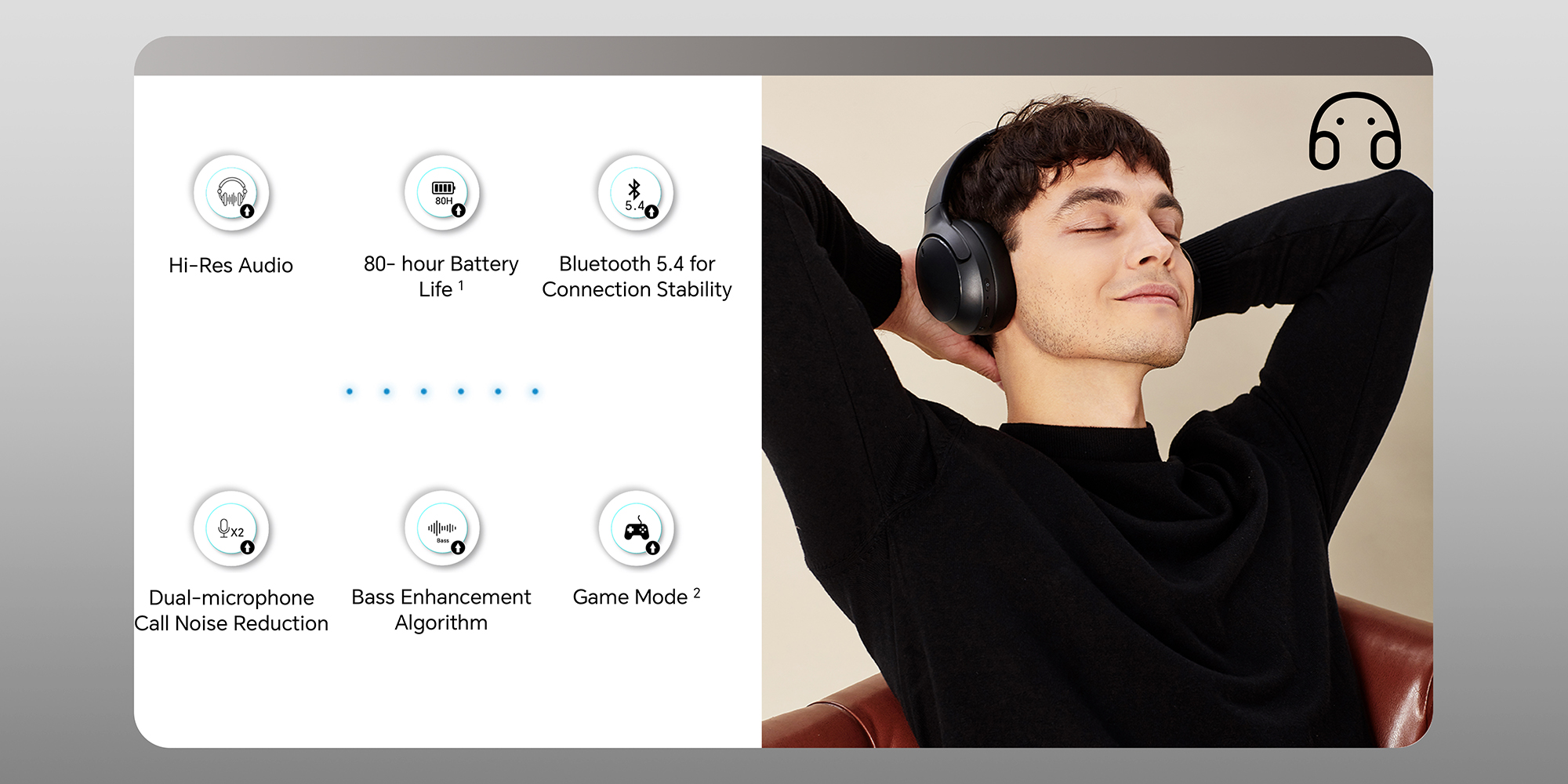 Choice Headphone, Wireless Over-Ear Bluetooth Headset, Dual Microphone Noise cancelling for clear calls, 80H Long Battery Life, Hi-Res Audio Certified, Black