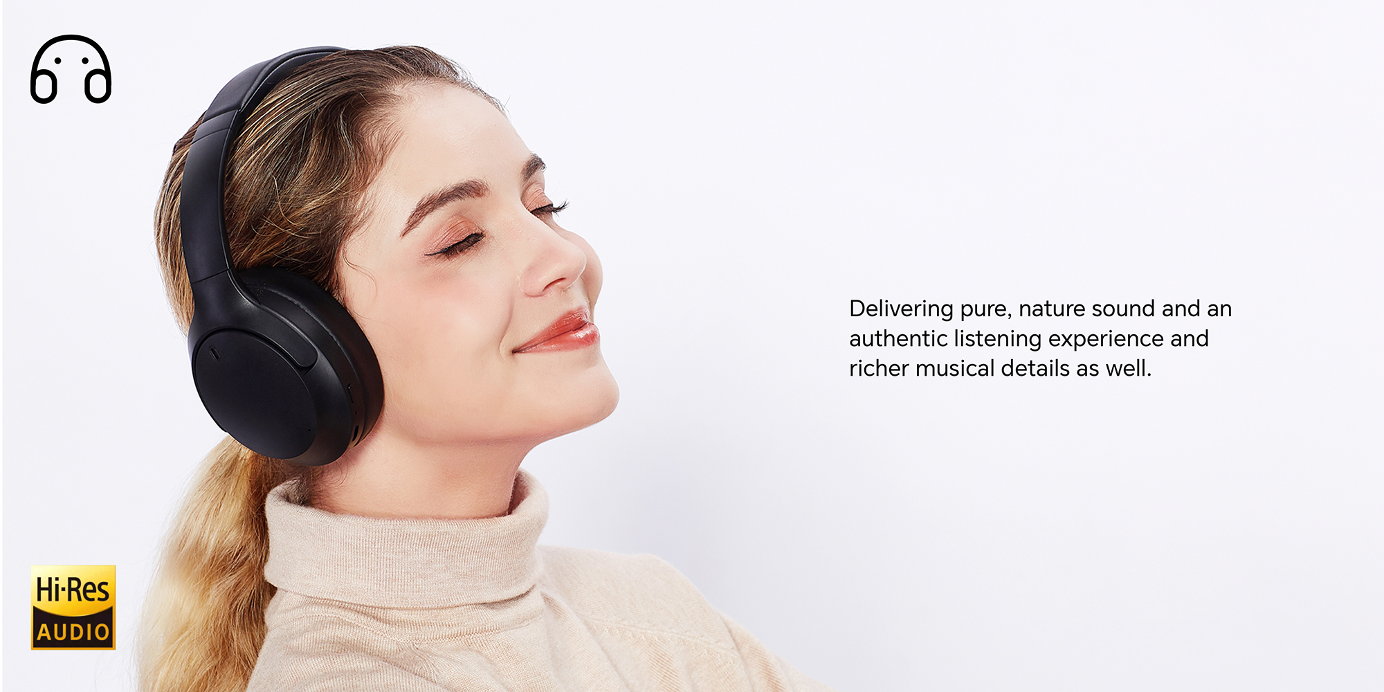 Choice Headphone, Wireless Over-Ear Bluetooth Headset, Dual Microphone Noise cancelling for clear calls, 80H Long Battery Life, Hi-Res Audio Certified, Black
