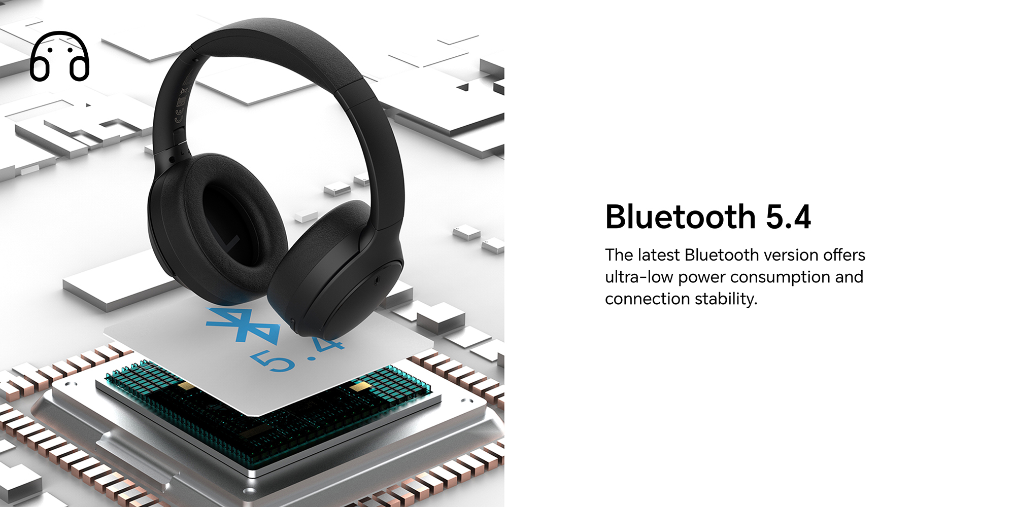 Choice Headphone, Wireless Over-Ear Bluetooth Headset, Dual Microphone Noise cancelling for clear calls, 80H Long Battery Life, Hi-Res Audio Certified, Black