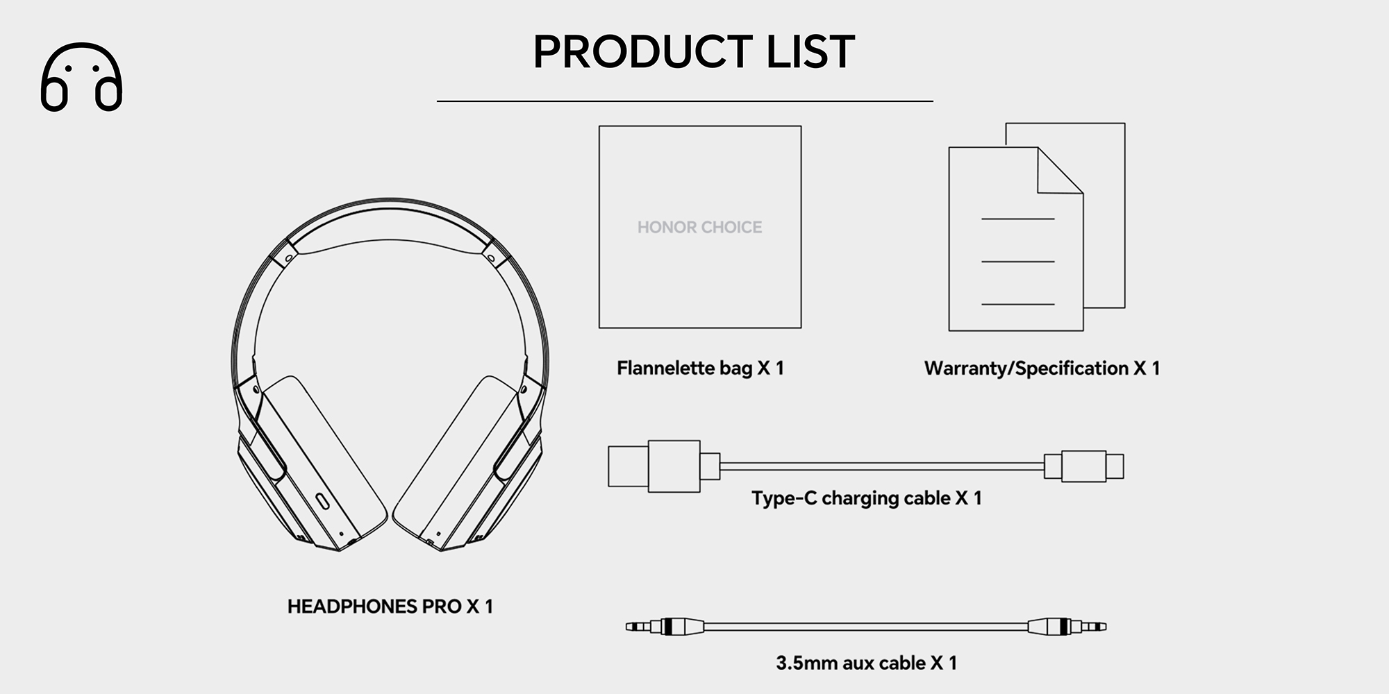 Choice Headphone Pro, Active Noise cancelling, Wireless Over-Ear Bluetooth Headset, 80H Long Battery Life, Hi-Res Audio Certified, Black