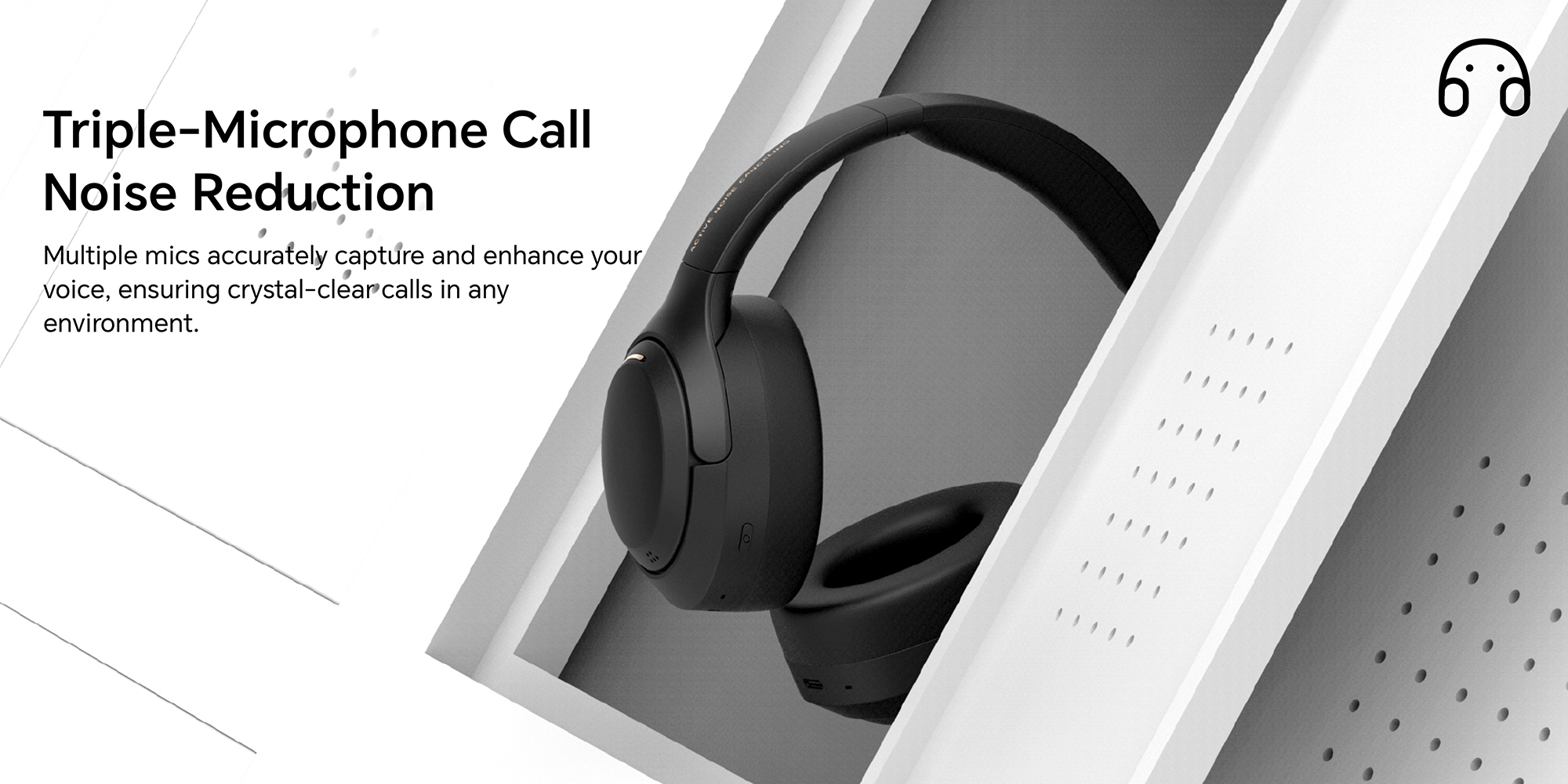 Choice Headphone Pro, Active Noise cancelling, Wireless Over-Ear Bluetooth Headset, 80H Long Battery Life, Hi-Res Audio Certified, Black