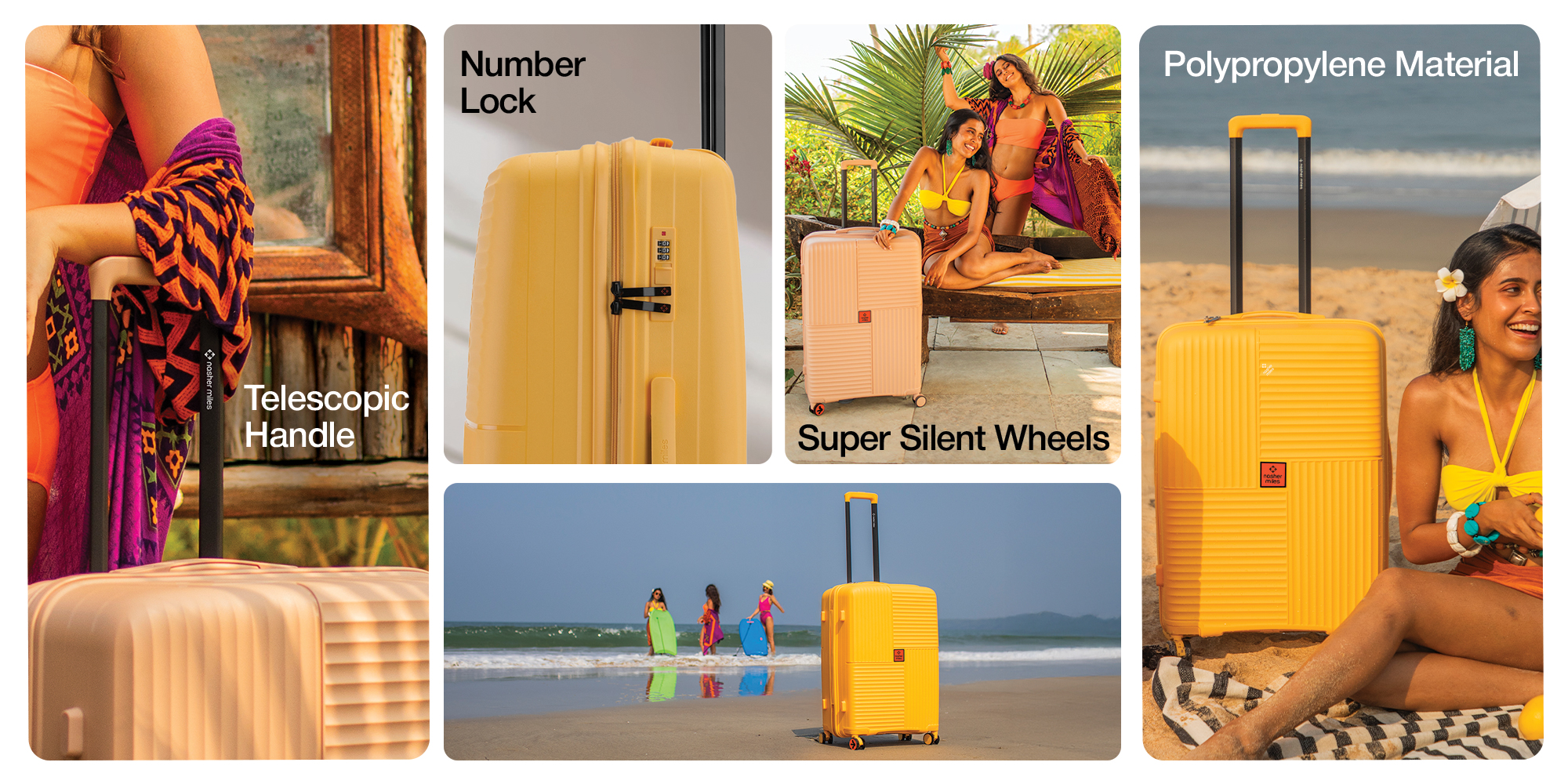 Nasher Miles Singapore Hard-Sided Polypropylene Luggage Set of 3 Rose Gold Trolley Bags (55, 65 & 75 )