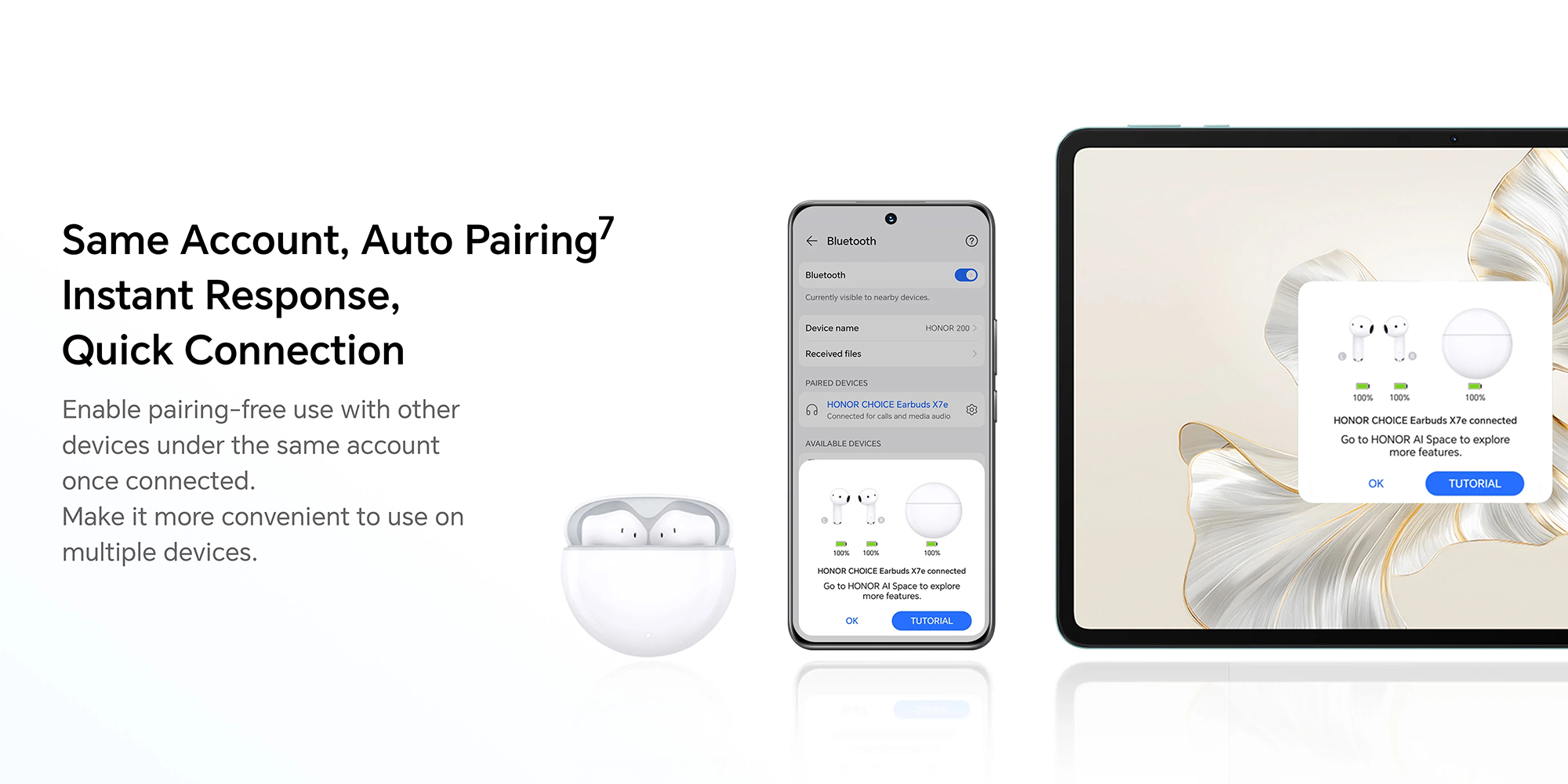 Choice Earbuds X7e Semi-Open Noice Cancelling, 40 Hour Long Battery Life, Enhanced Spatial Surround Sound, TWS Earphones White