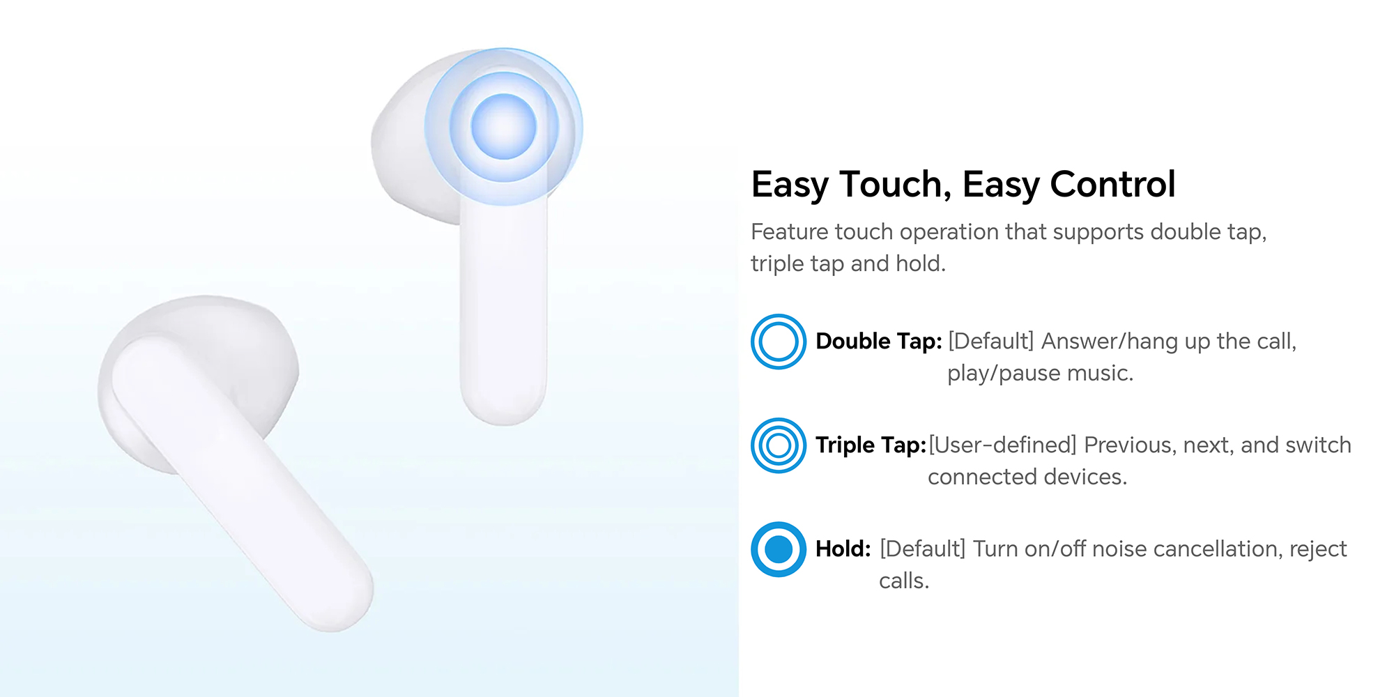 Choice Earbuds X7e Semi-Open Noice Cancelling, 40 Hour Long Battery Life, Enhanced Spatial Surround Sound, TWS Earphones White