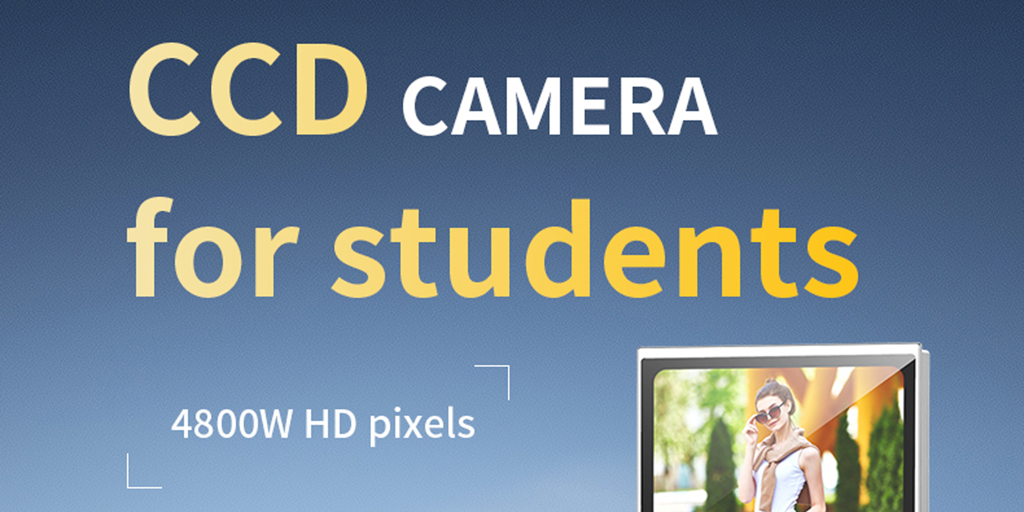 4k CCD Digital Zoom Student Digital Camera 48MP Portable Digital Photography Camera 180° Flip Screen Selfie Camera，with 64GB SD card