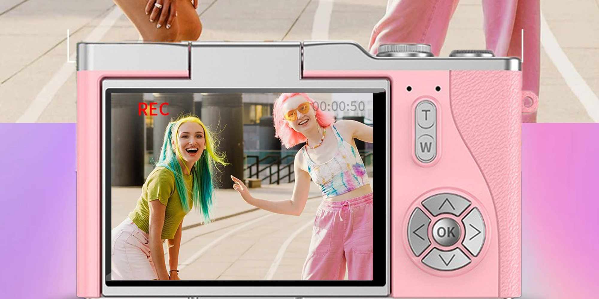 4k CCD Digital Zoom Student Digital Camera 48MP Portable Digital Photography Camera 180° Flip Screen Selfie Camera，with 64GB SD card