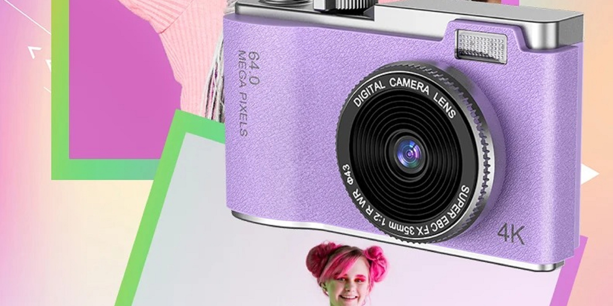 4k CCD Digital Zoom Student Digital Camera 48MP Portable Digital Photography Camera 180° Flip Screen Selfie Camera，free 64GB SD card