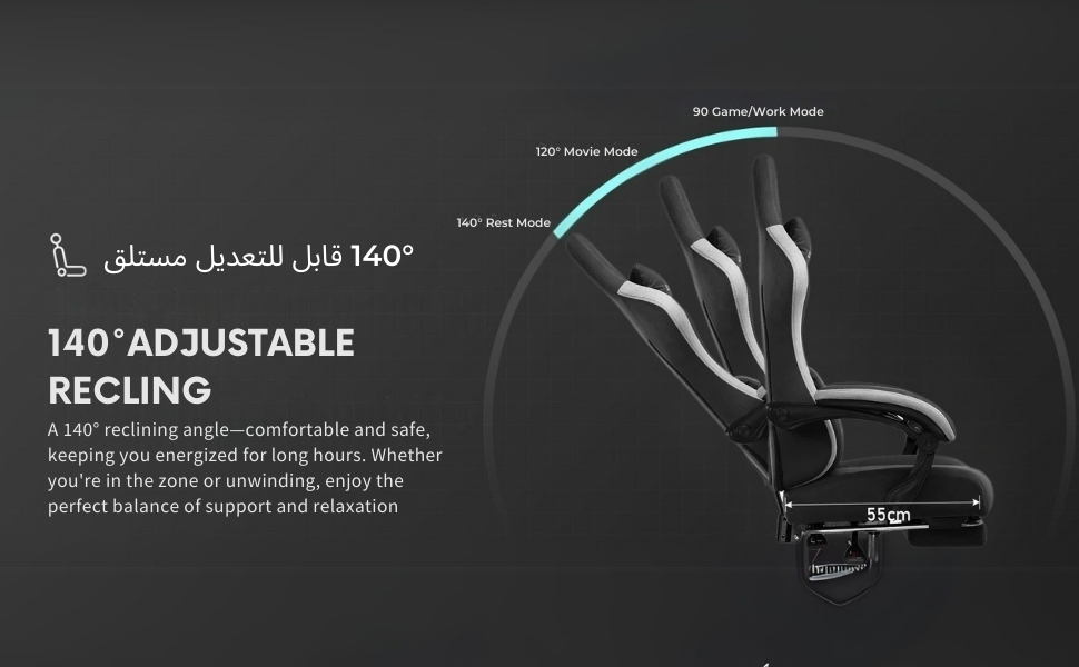 GTPLAYER #1USA Ergonomic Gaming Chair Fabric with Pocket Spring Cushion, Footrest & Armrests – Computer Video Game Desk Chair with Adjustable Lumbar Support & Headrest for Gaming & Office (Black) Black