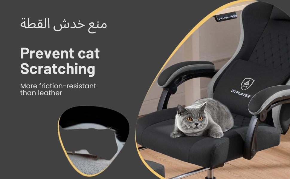 GTPLAYER #1USA Ergonomic Gaming Chair Fabric with Pocket Spring Cushion, Footrest & Armrests – Computer Video Game Desk Chair with Adjustable Lumbar Support & Headrest for Gaming & Office (Black) Black