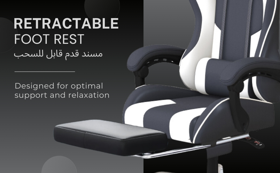 GTPLAYER #1USA Ergonomic Gaming Chair with USB Massage Cushion, Footrest & Armrests – PU Leather Computer Video Game Desk Chair with Adjustable Lumbar Support & Headrest for Gaming & Office (White) White