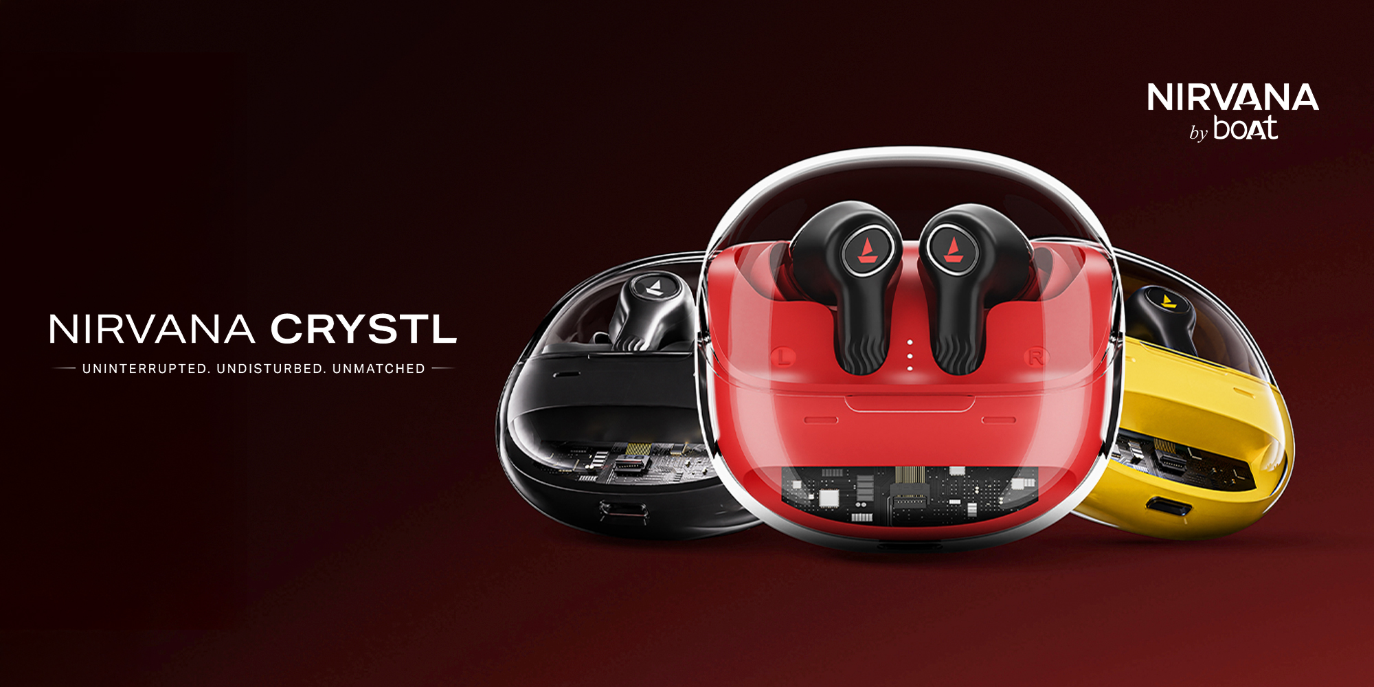 Nirvana Crystl TWS Earbuds with 360º Spatial Audio, Upto 32dB Active Noise Cancellation, 100hrs Playback, Multipoint Connection, 4 Mics with ENx™, boAt Adaptive EQ, In-Ear Detection And Fast Pair - Quantum Black