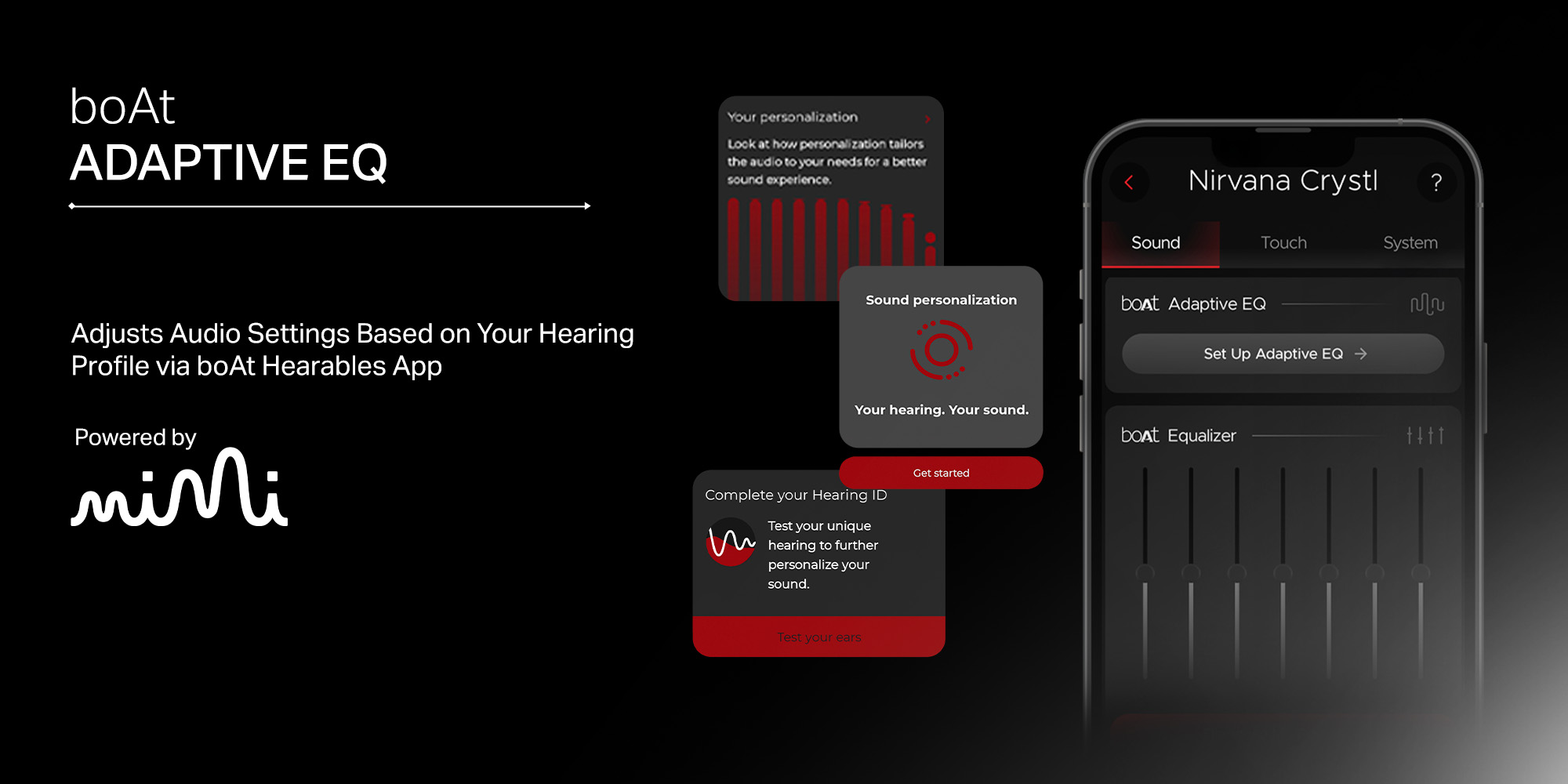 Nirvana Crystl TWS Earbuds with 360º Spatial Audio, Upto 32dB Active Noise Cancellation, 100hrs Playback, Multipoint Connection, 4 Mics with ENx™, boAt Adaptive EQ, In-Ear Detection And Fast Pair - Quantum Black
