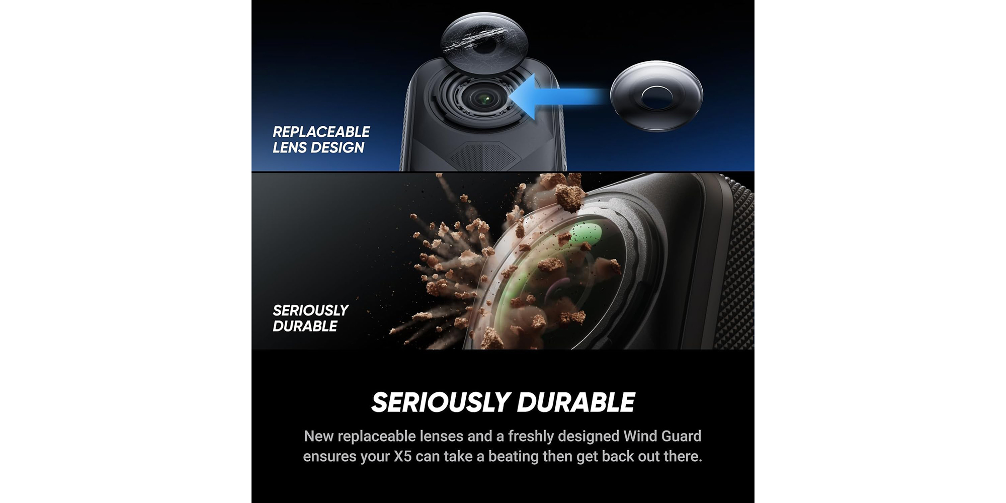 X5 Essentials Bundle | X5 Camera + Extra Battery + 114cm Invisible Sefie Stick + Lens Cap + Carry Case, 15m Waterproof 8K 360 Action Camera, Low Light Capture, Wind Guard - Black