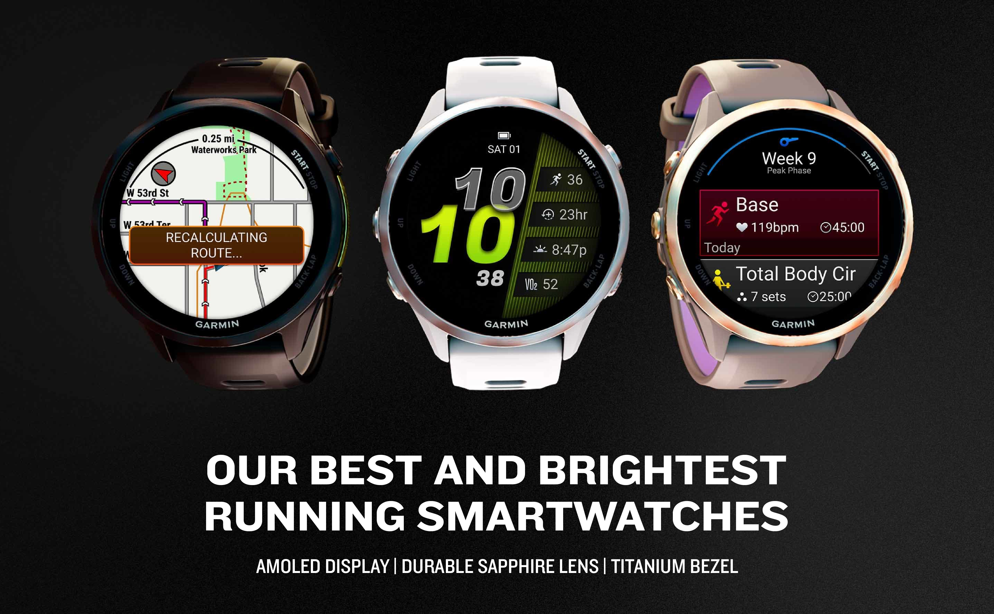 Forerunner 970 - 47MM - Soft Gold Titanium with French Gray Case and French  Gray/ Translucent Indigo Band - Up to 15 Days of  Battery life  - 1.4