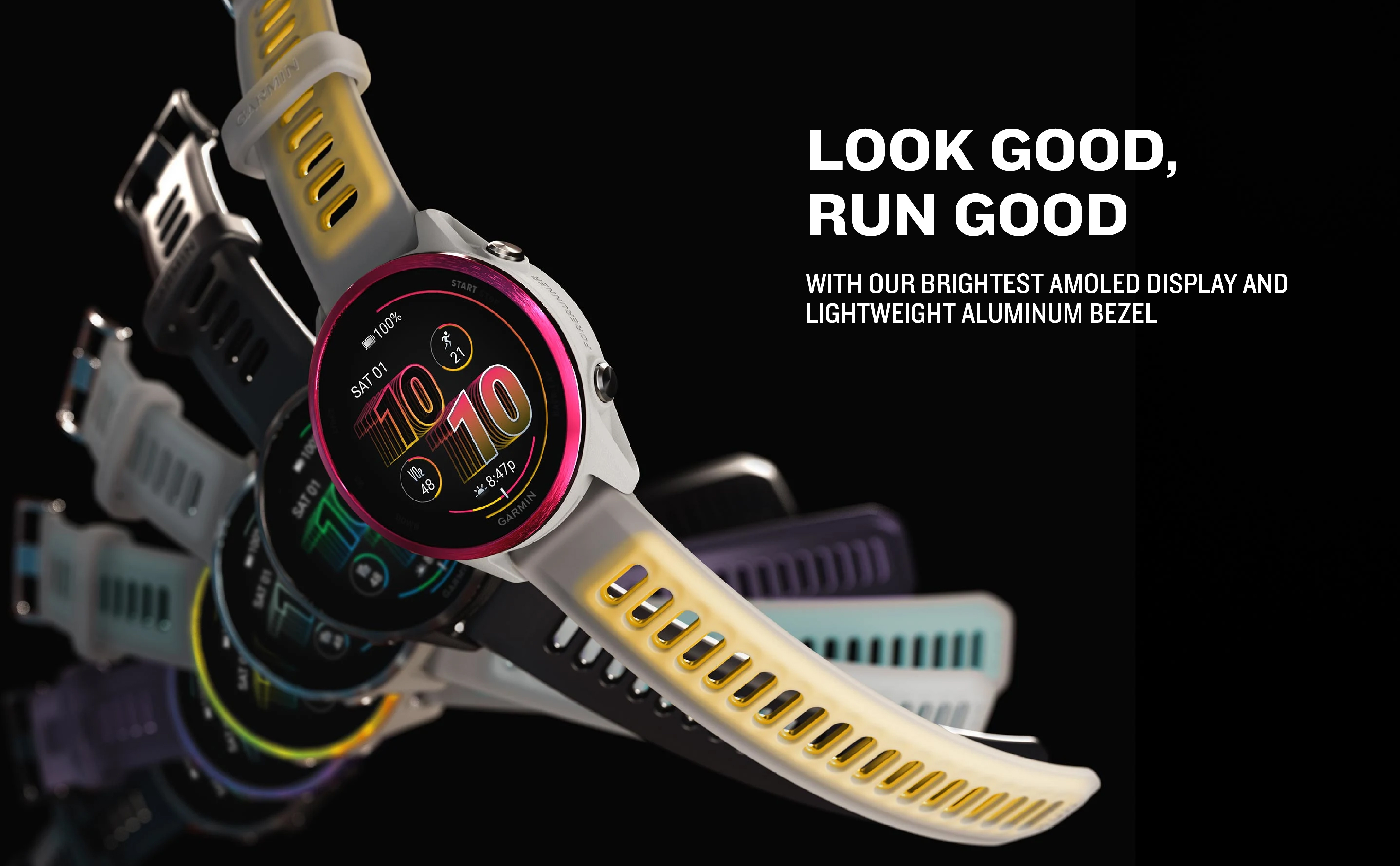 Forerunner 570 - 42MM - Slate Gray Aluminium with Translucent Black/ Black Band - Up to 10 Days of  Battery life  - 1.2