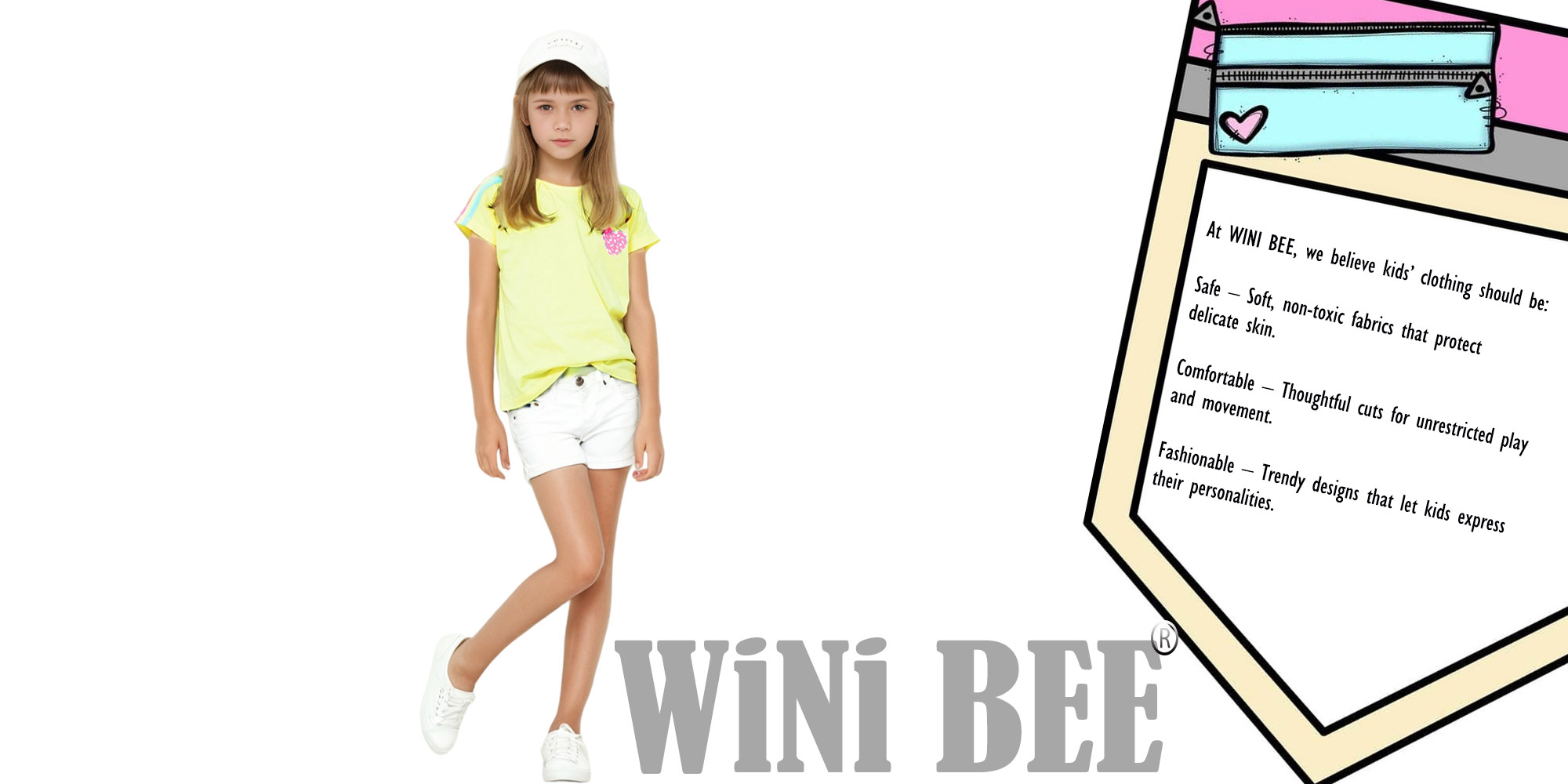 Girls T-Shirt with heart print ribbon shouder Fashion Girl Top Kids Casual Tee Round Neck Short Sleeve