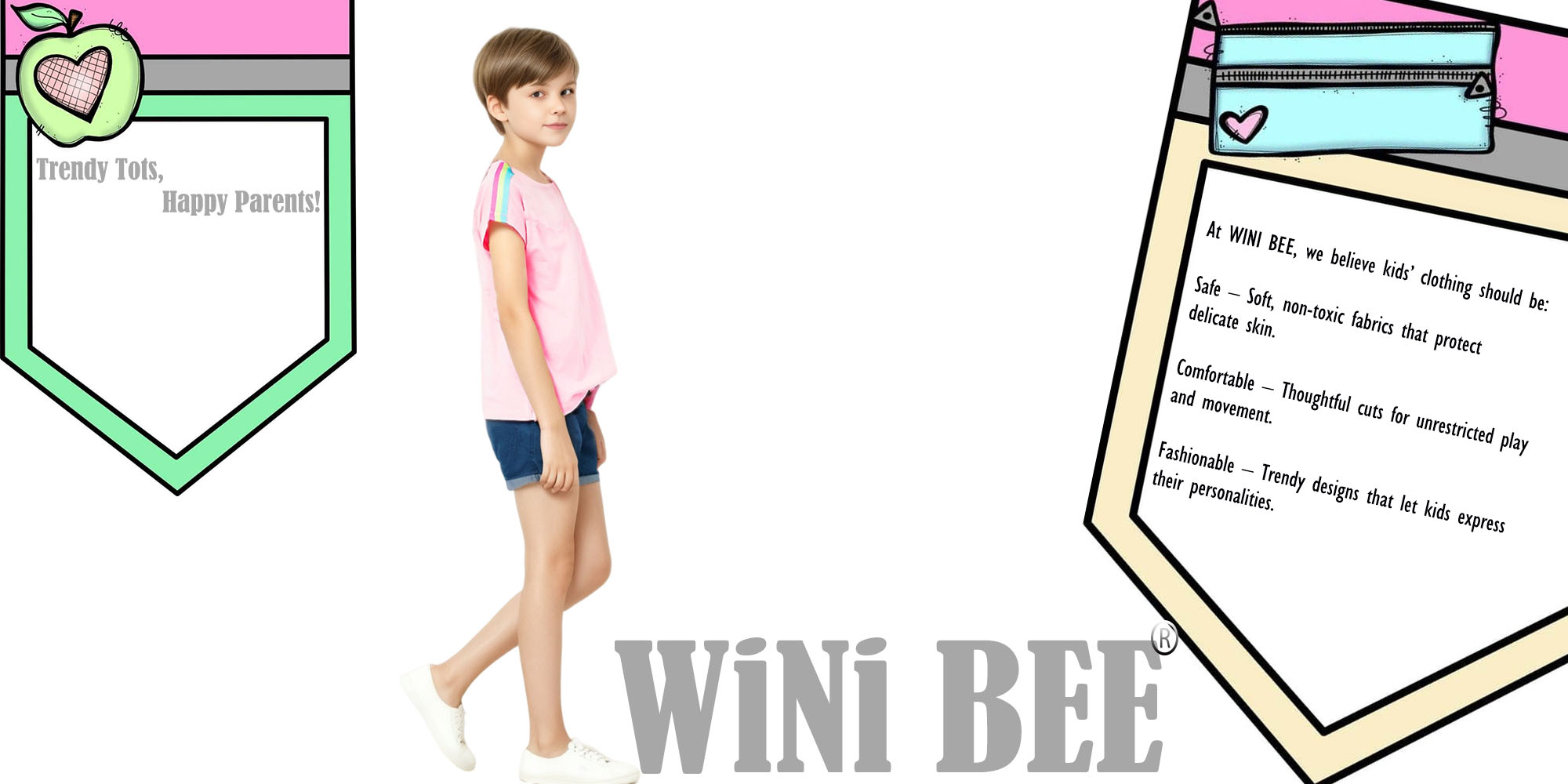 Girls T-Shirt with heart print ribbon shouder Fashion Girl Top Kids Casual Tee Round Neck Short Sleeve