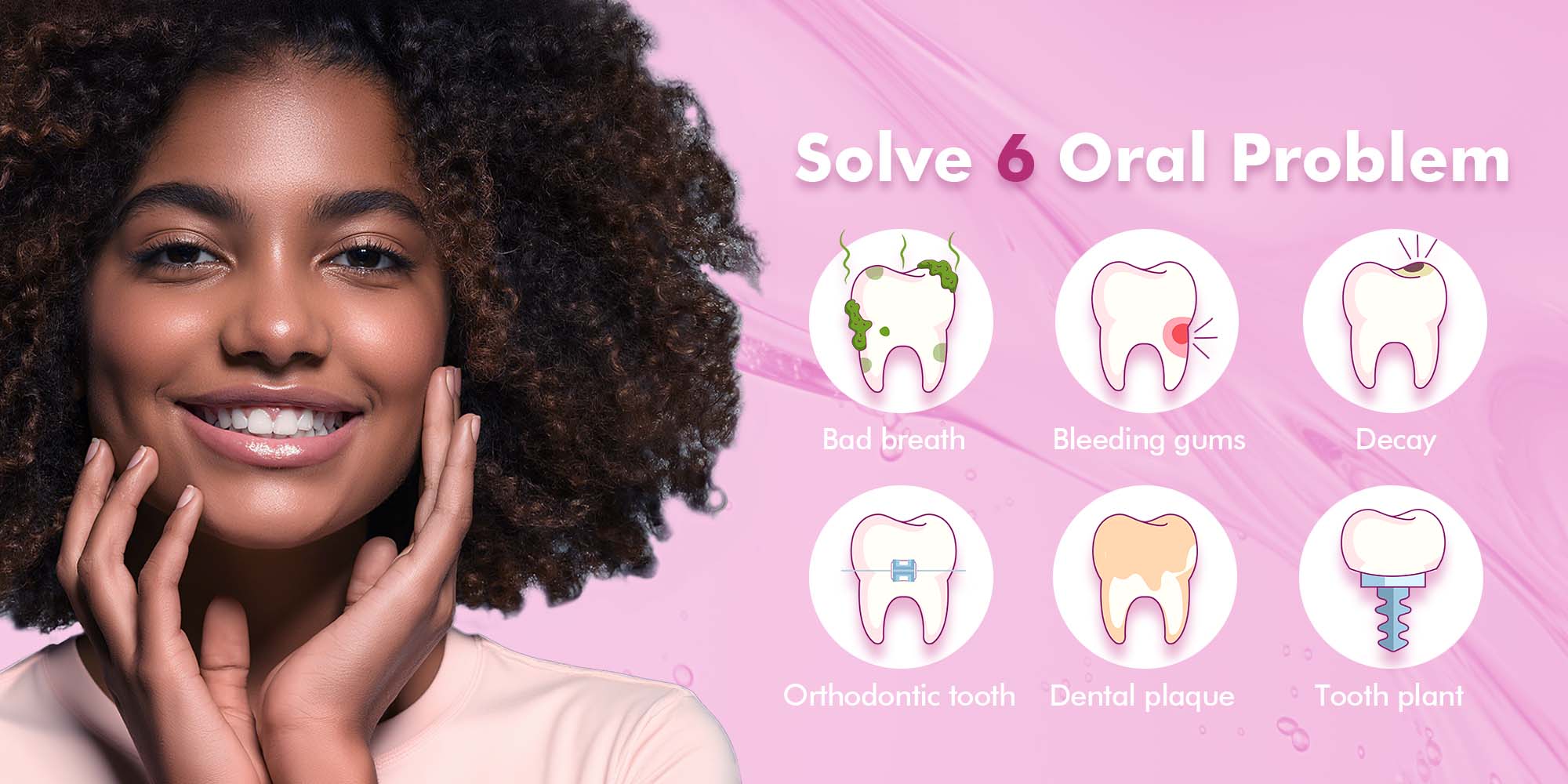 Water Flosser Teeth Pick: 5 Modes Cordless Water Dental Floss 300ML Portable Rechargeable IPX7 Waterproof Electric Water Flossing Cleaning Picks with 6 Jet Tips Oral Irrigator Cleaner, Pink