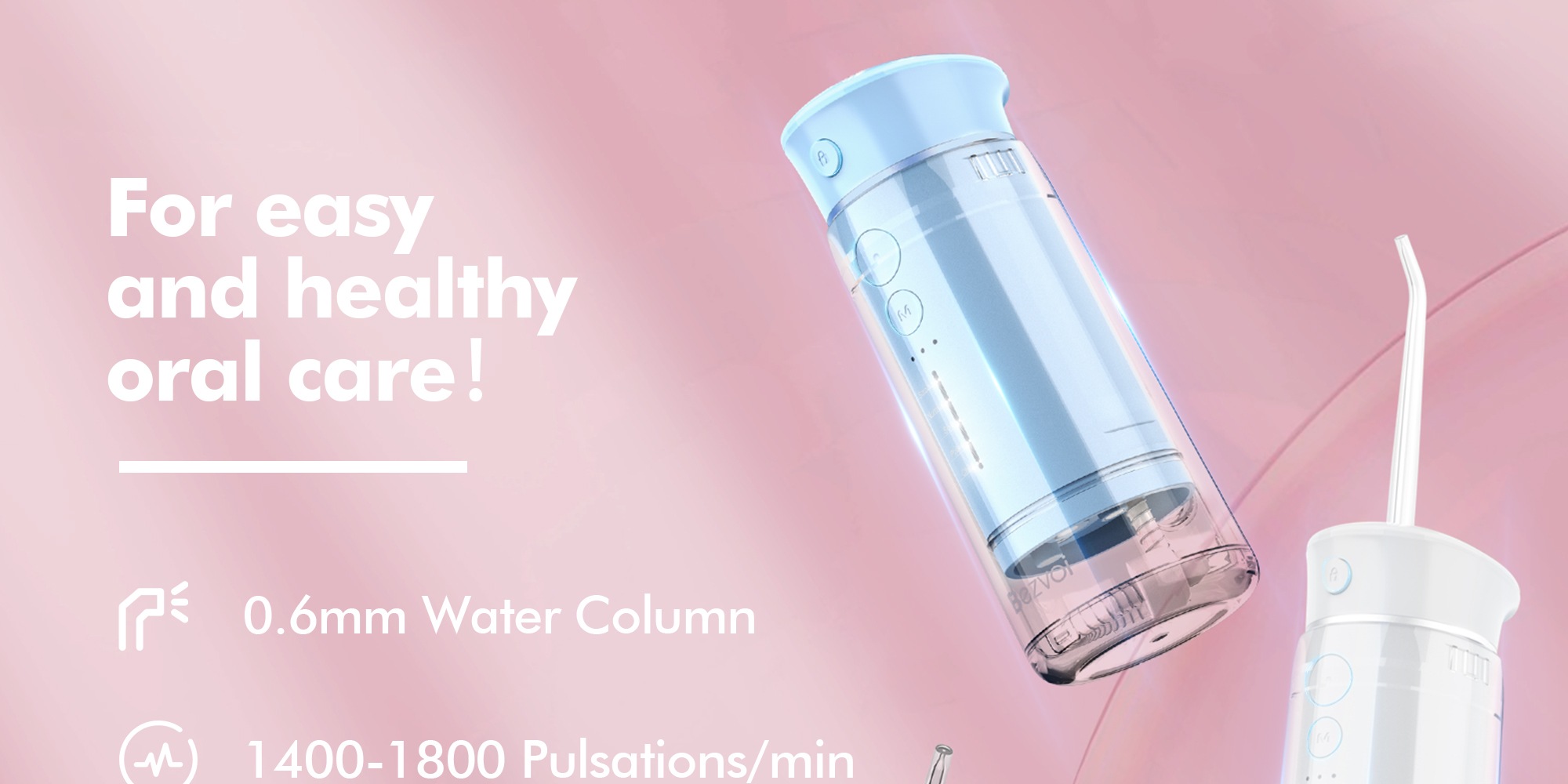 Water Flosser Mini Cordless Portable: 5 Modes Water Dental Floss with Telescopic Water Tank, 6 Tips, IPX7 Waterproof Oral Irrigator for Teeth Cleaning Gums,Orthodontic,Braces Dental Care (Peach Fuzz)