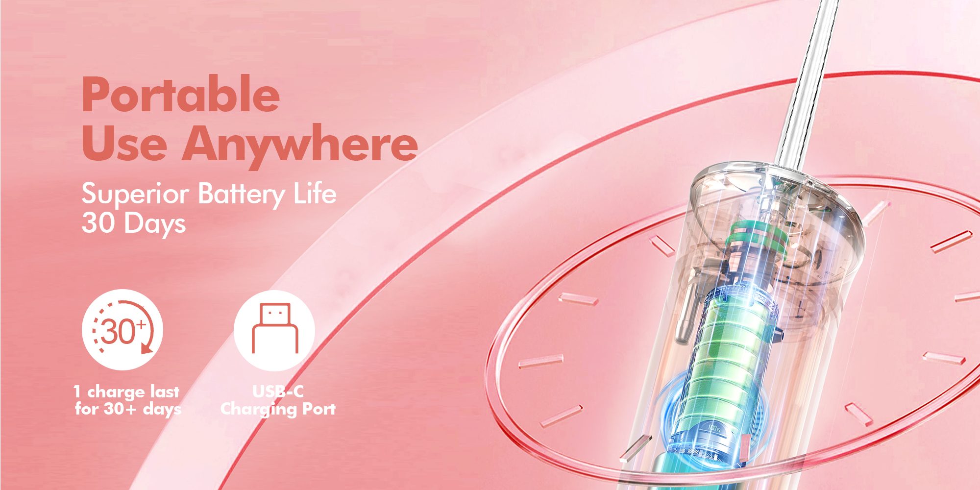 Water Flosser Mini Cordless Portable: 5 Modes Water Dental Floss with Telescopic Water Tank, 6 Tips, IPX7 Waterproof Oral Irrigator for Teeth Cleaning Gums,Orthodontic,Braces Dental Care (Peach Fuzz)