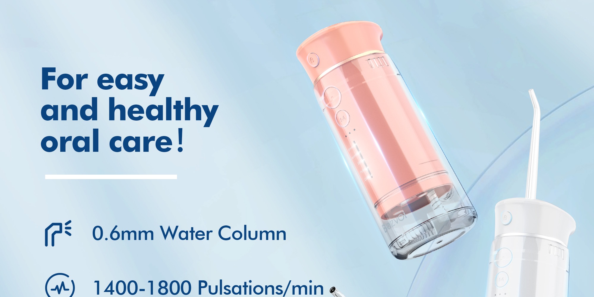 Water Flosser Mini Cordless Portable: 5 Modes Water Dental Floss with Telescopic Water Tank, 6 Tips, IPX7 Waterproof Oral Irrigator for Teeth Cleaning Gums,Orthodontic,Braces Dental Care (Sky Blue)
