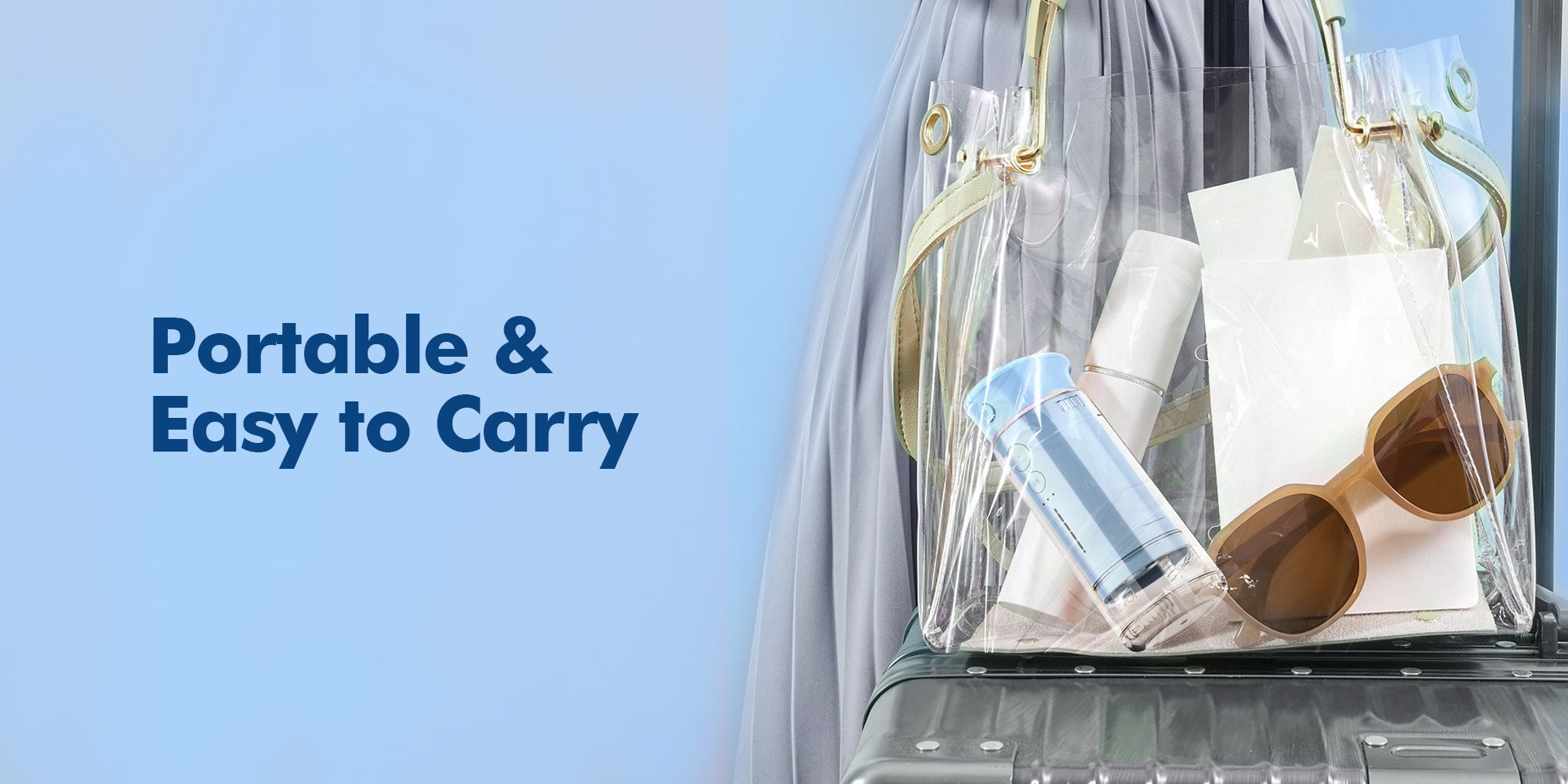 Water Flosser Mini Cordless Portable: 5 Modes Water Dental Floss with Telescopic Water Tank, 6 Tips, IPX7 Waterproof Oral Irrigator for Teeth Cleaning Gums,Orthodontic,Braces Dental Care (Sky Blue)