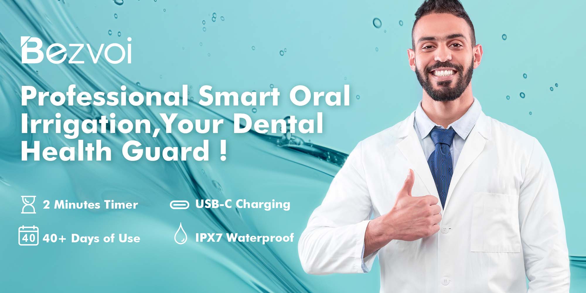 Water Flosser Teeth Pick: 5 Modes Cordless Water Dental Floss 300ML Portable Rechargeable IPX7 Waterproof Electric Water Flossing Cleaning Picks with 6 Jet Tips Oral Irrigator, Mint Green