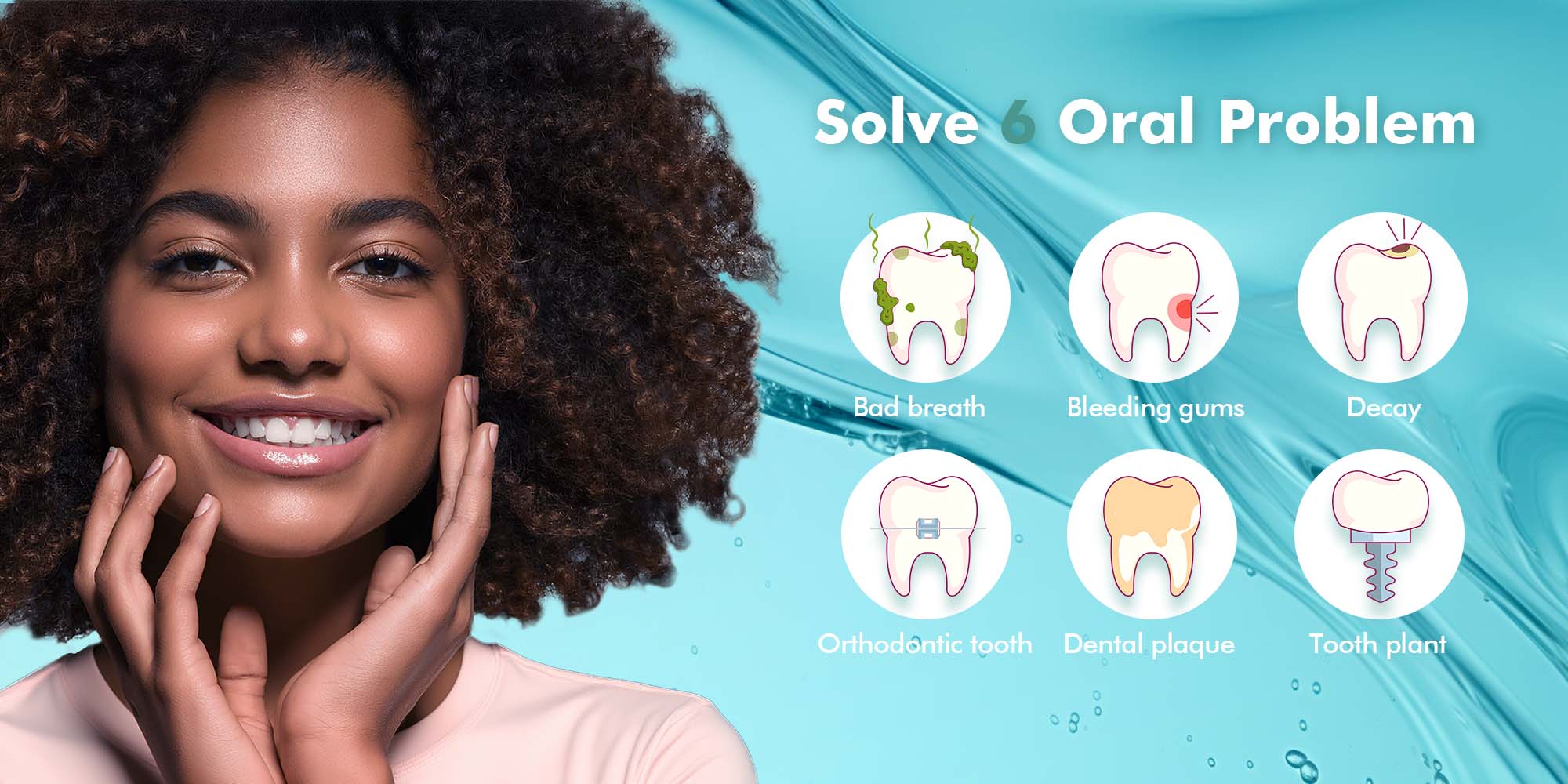 Water Flosser Teeth Pick: 5 Modes Cordless Water Dental Floss 300ML Portable Rechargeable IPX7 Waterproof Electric Water Flossing Cleaning Picks with 6 Jet Tips Oral Irrigator, Mint Green