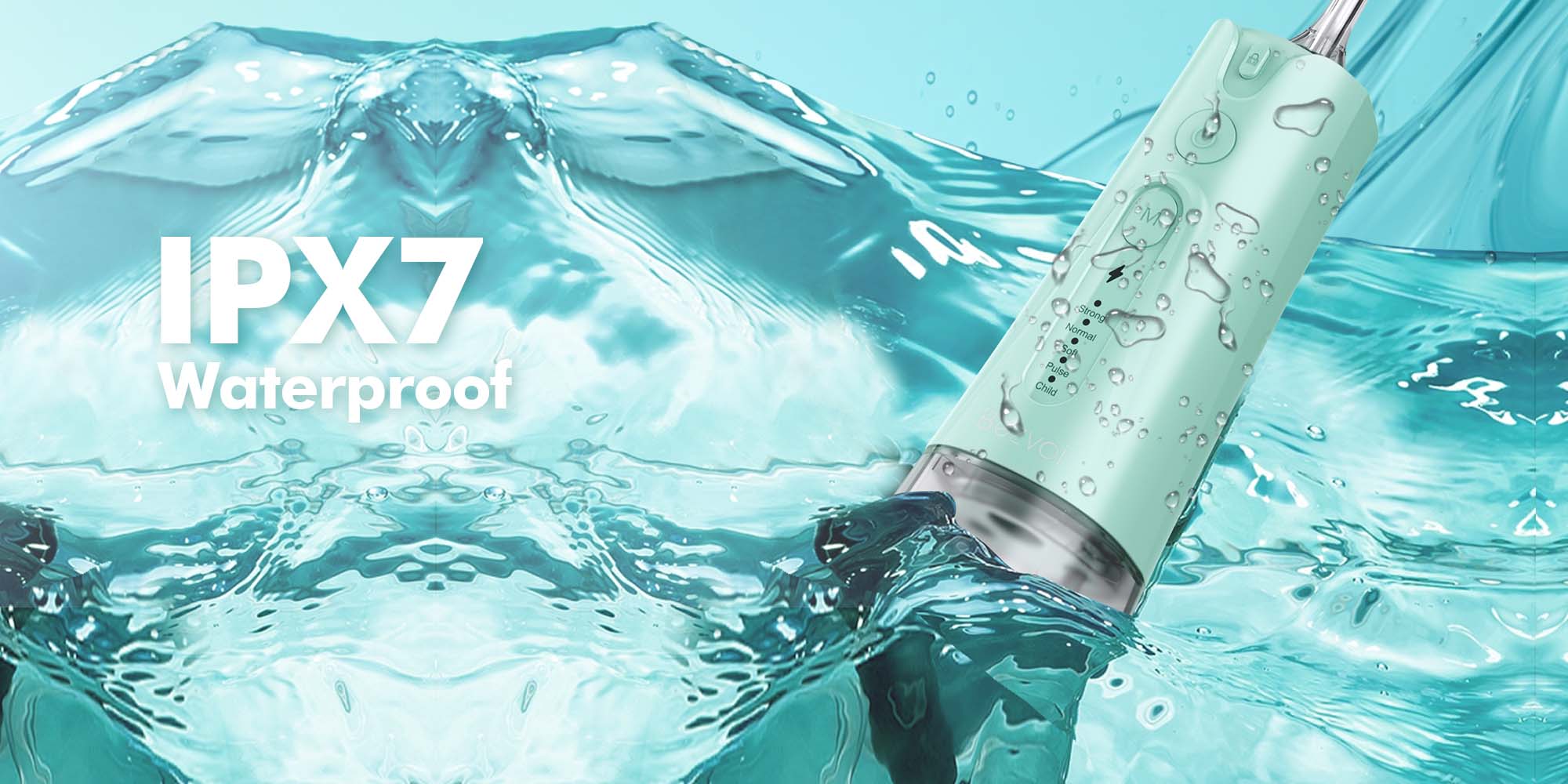 Water Flosser Teeth Pick: 5 Modes Cordless Water Dental Floss 300ML Portable Rechargeable IPX7 Waterproof Electric Water Flossing Cleaning Picks with 6 Jet Tips Oral Irrigator, Mint Green