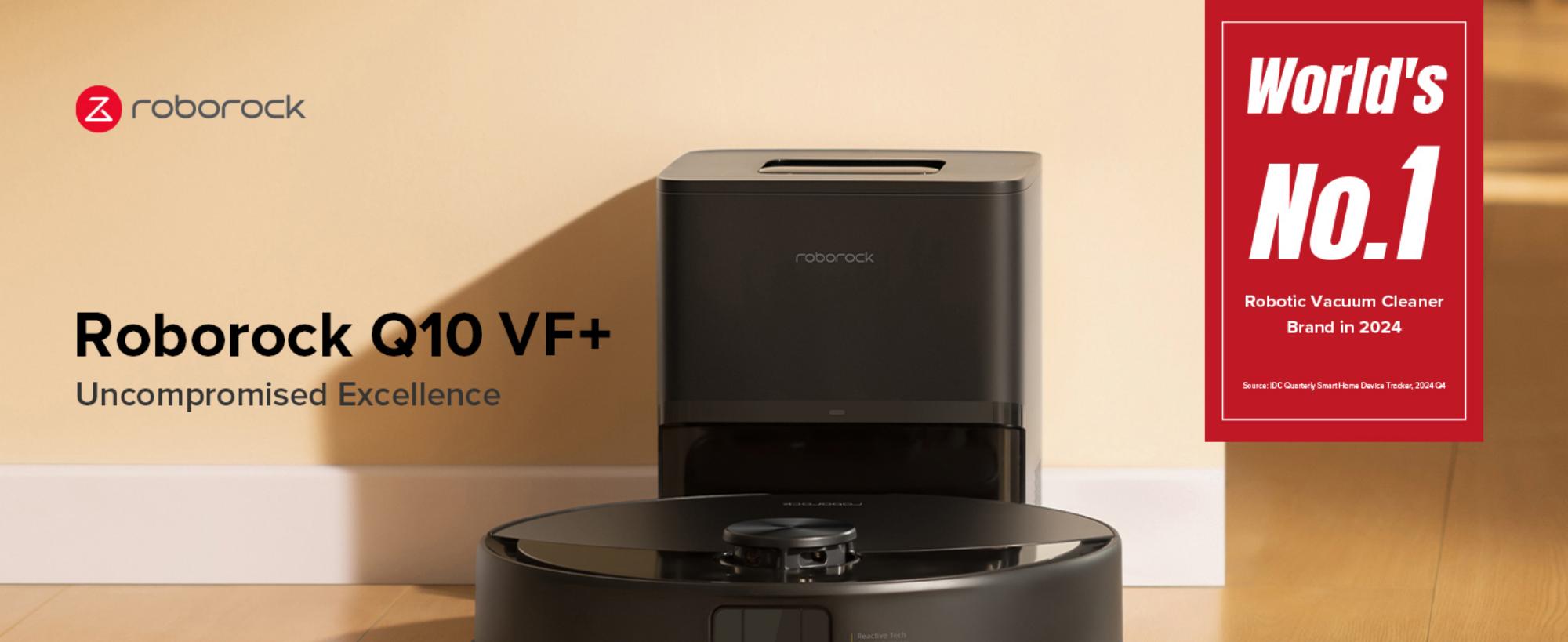 Q10 VF+ Robot Vacuum and Mop,10,000Pa Suction Self-Emptying, Hands-Free Cleaning for up to 7 Weeks,, Obstacle Avoidance, LiDAR Navigation, No-Go Zones, Black 60 W Q10 VF+ Black