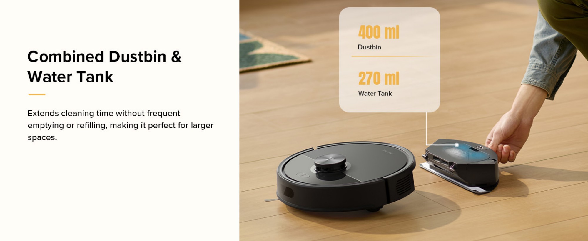Q7 TF Robot Vacuum and Mop, Upgraded from Q5 Max+, 7 Weeks Self-Emptying, 10000Pa Suction, Dual Anti-Tangle System, for Pet Hair & Carpet, PreciSense LiDAR Navigation, App Control, Black 60 W Q7 TF Black