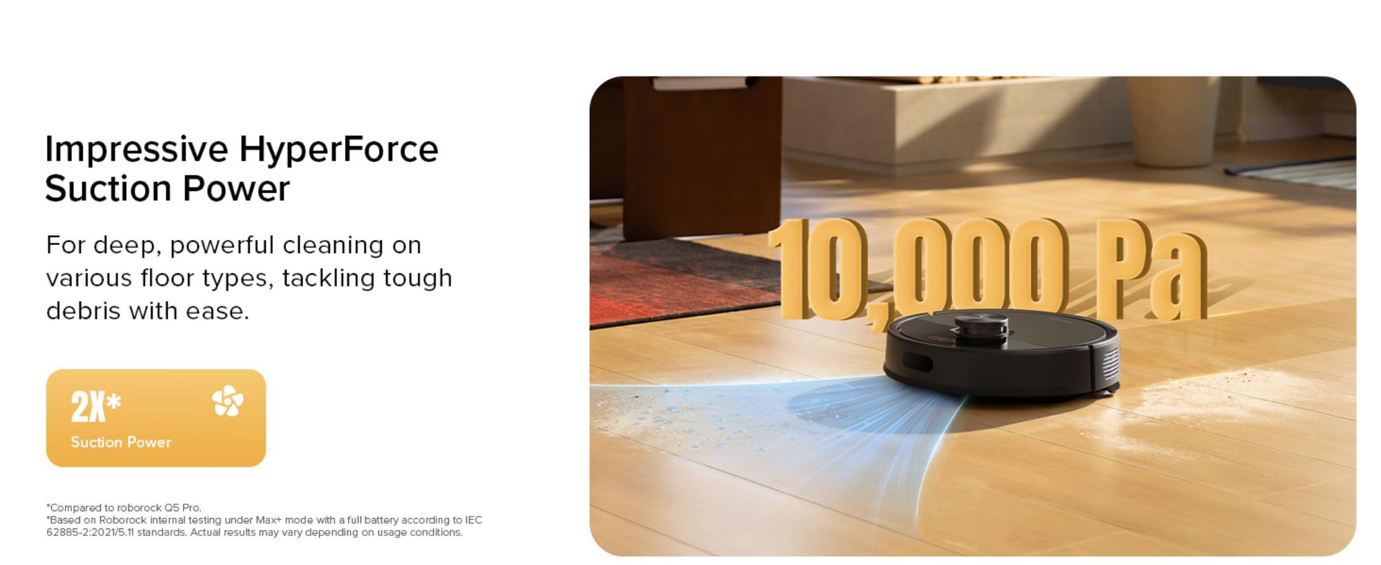 Q7 TF + Robot Vacuum and Mop, Upgraded from Q5 Max+, 7 Weeks Self-Emptying, 10000Pa Suction, Dual Anti-Tangle System, for Pet Hair & Carpet, PreciSense LiDAR Navigation, App Control, 60 W 60 W Q7 TF + Black