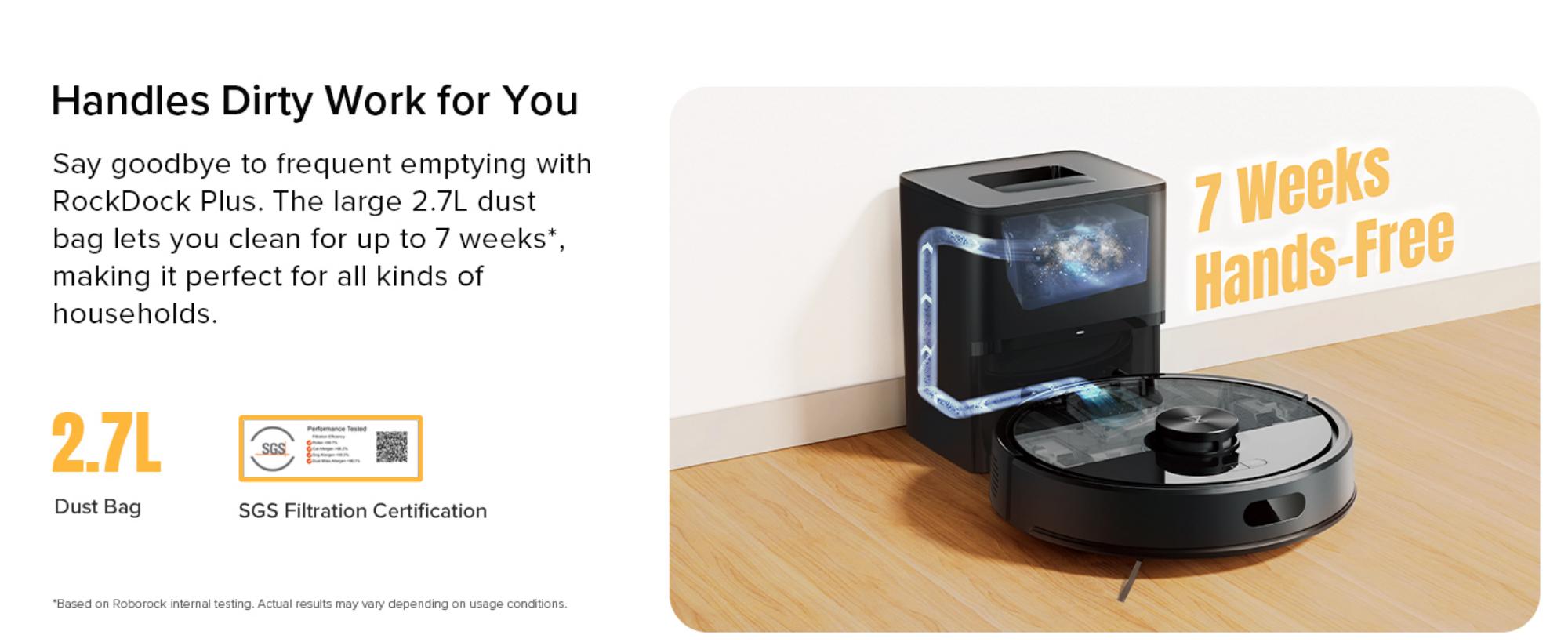 Q7 TF + Robot Vacuum and Mop, Upgraded from Q5 Max+, 7 Weeks Self-Emptying, 10000Pa Suction, Dual Anti-Tangle System, for Pet Hair & Carpet, PreciSense LiDAR Navigation, App Control, 60 W 60 W Q7 TF + Black