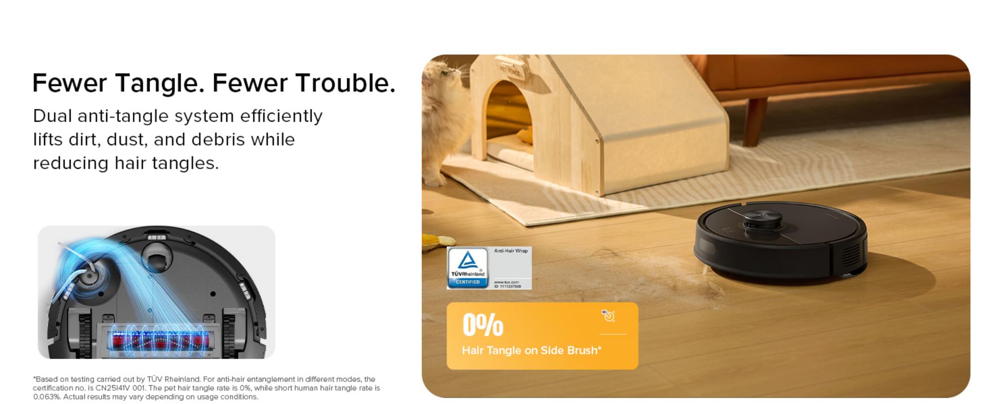 Q7 TF + Robot Vacuum and Mop, Upgraded from Q5 Max+, 7 Weeks Self-Emptying, 10000Pa Suction, Dual Anti-Tangle System, for Pet Hair & Carpet, PreciSense LiDAR Navigation, App Control, 60 W 60 W Q7 TF + Black