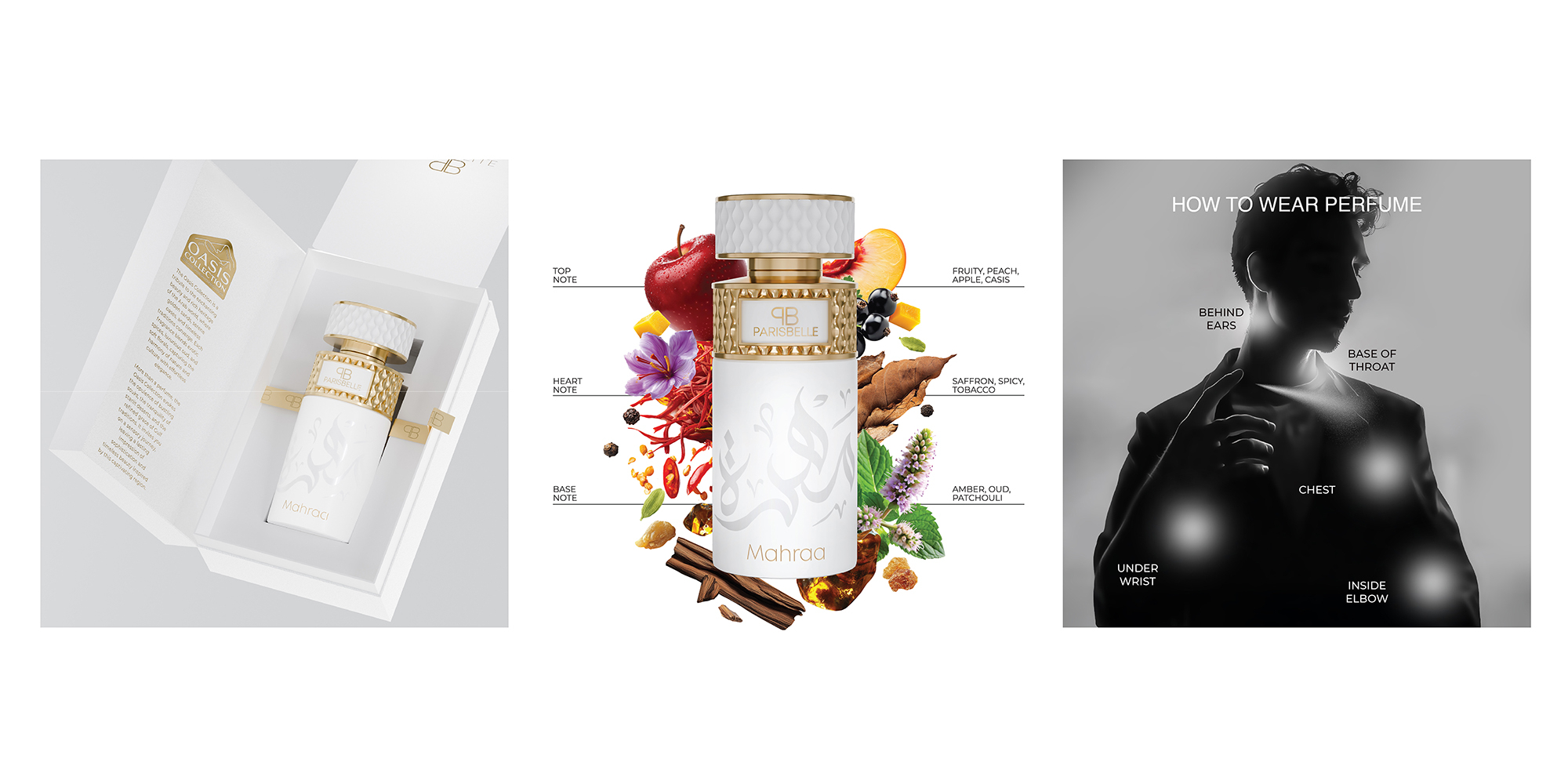 Parisbelle Mahraa Oasis Collection Extrait De Parfum 100ml | Fruity-Spicy Oriental Scent with Peach, Saffron & Oud